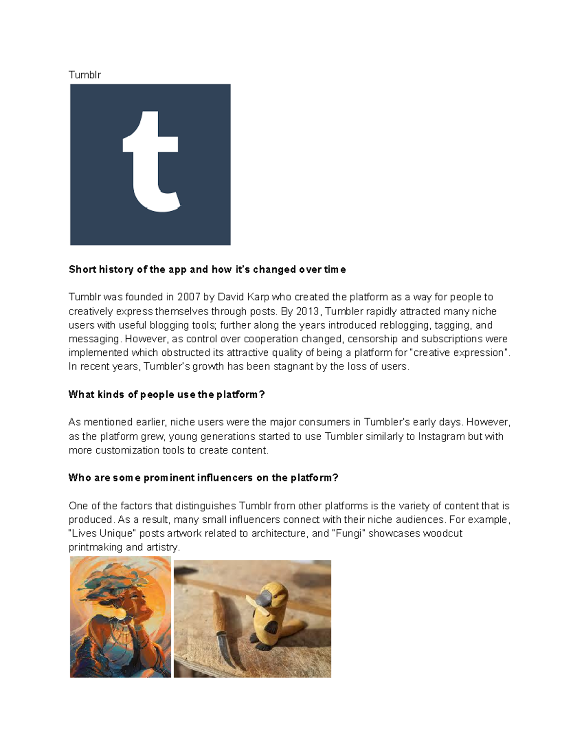 Social Media Report - Tumblr Short history of the app and how it’s ...