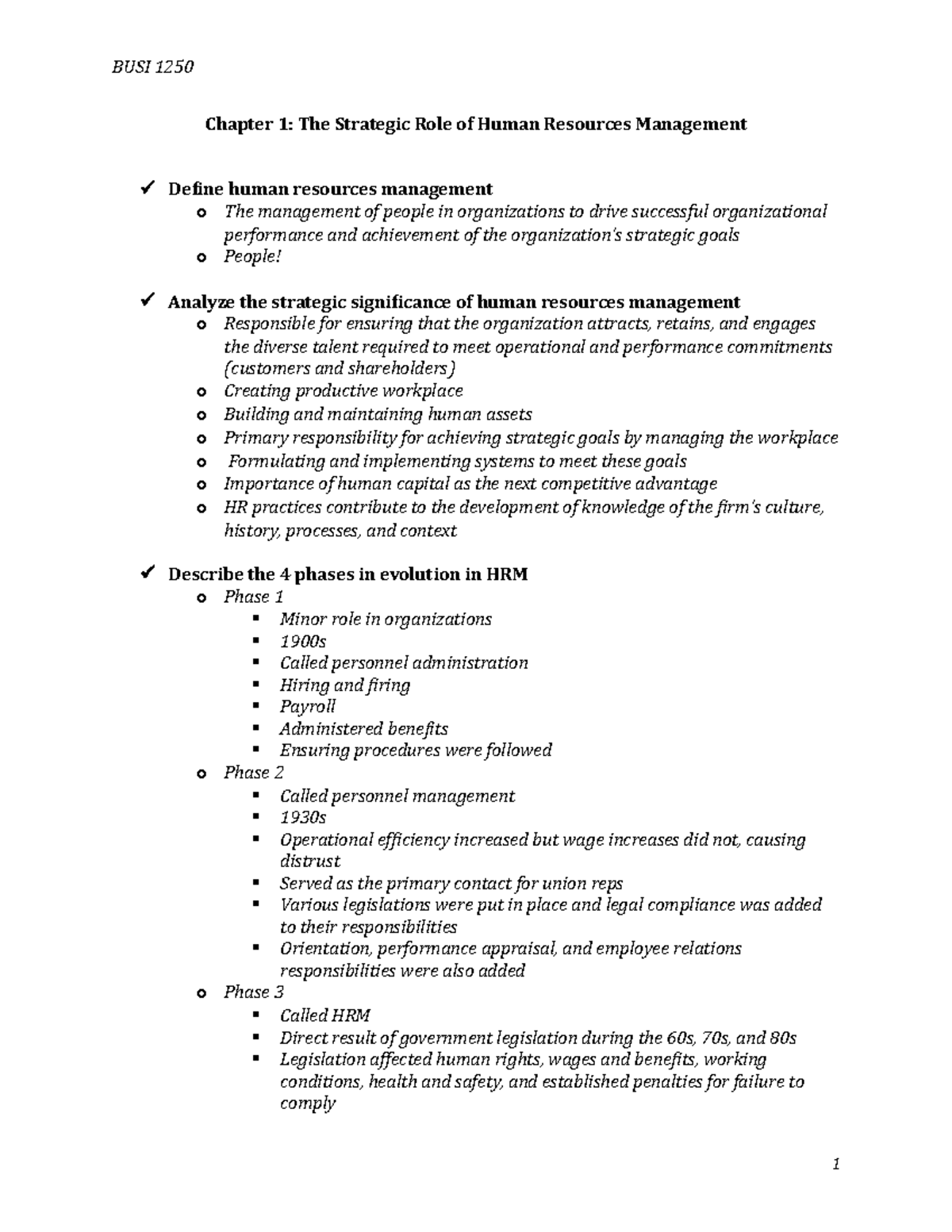 Chapter 1 - Textbook Notes - Chapter 1: The Strategic Role Of Human ...