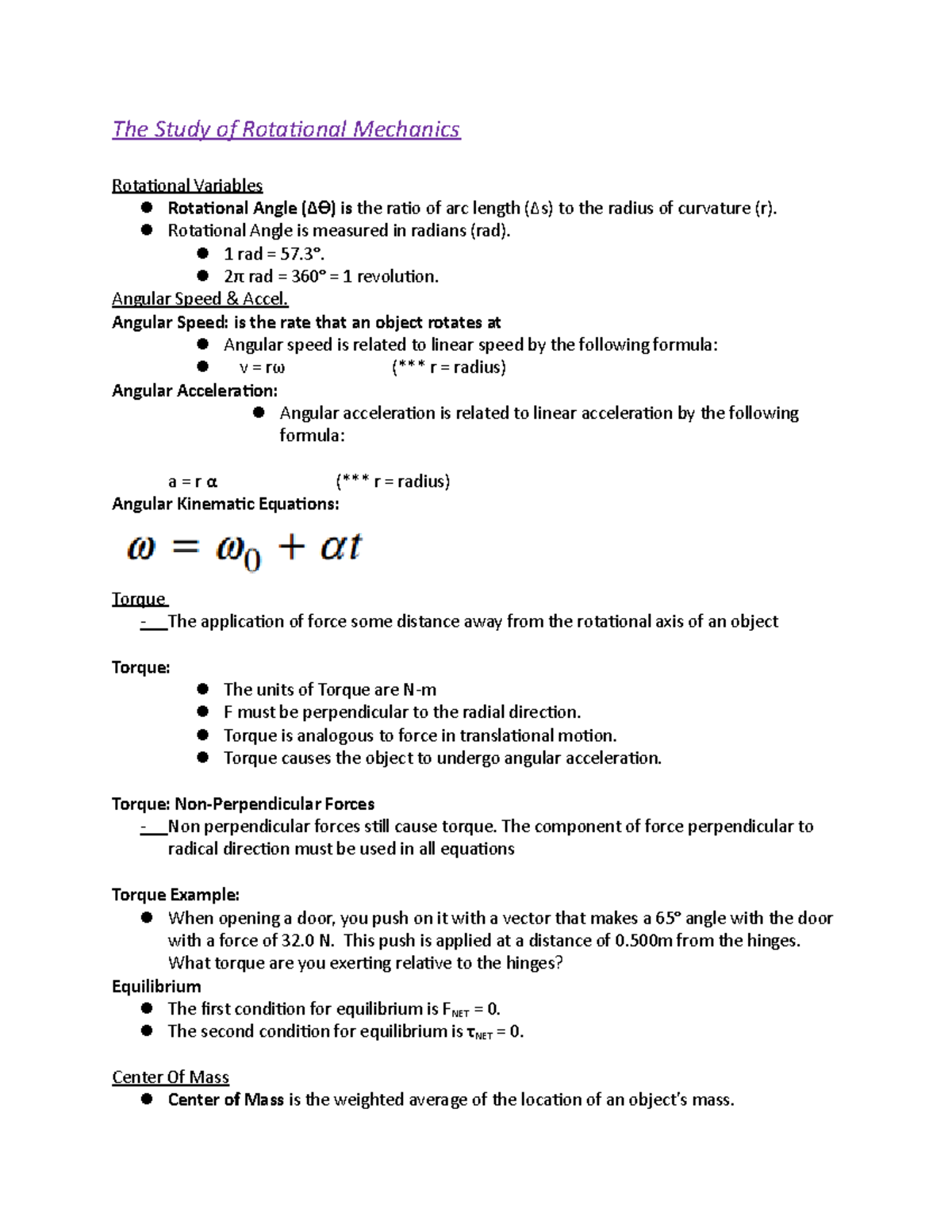 The Study of Rotational Mechanics - The Study of Rotational Mechanics ...
