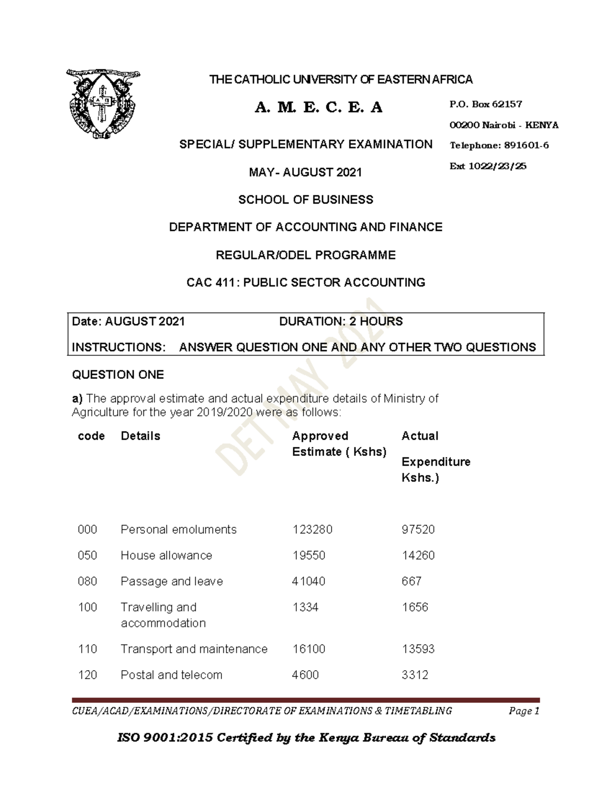 Set 4 PSA Questions by Matende Consultantsok - THE CATHOLIC UNIVERSITY ...