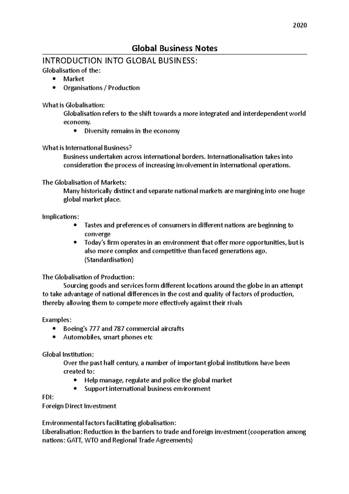Global Business Notes - BSB119 - UQ - Studocu