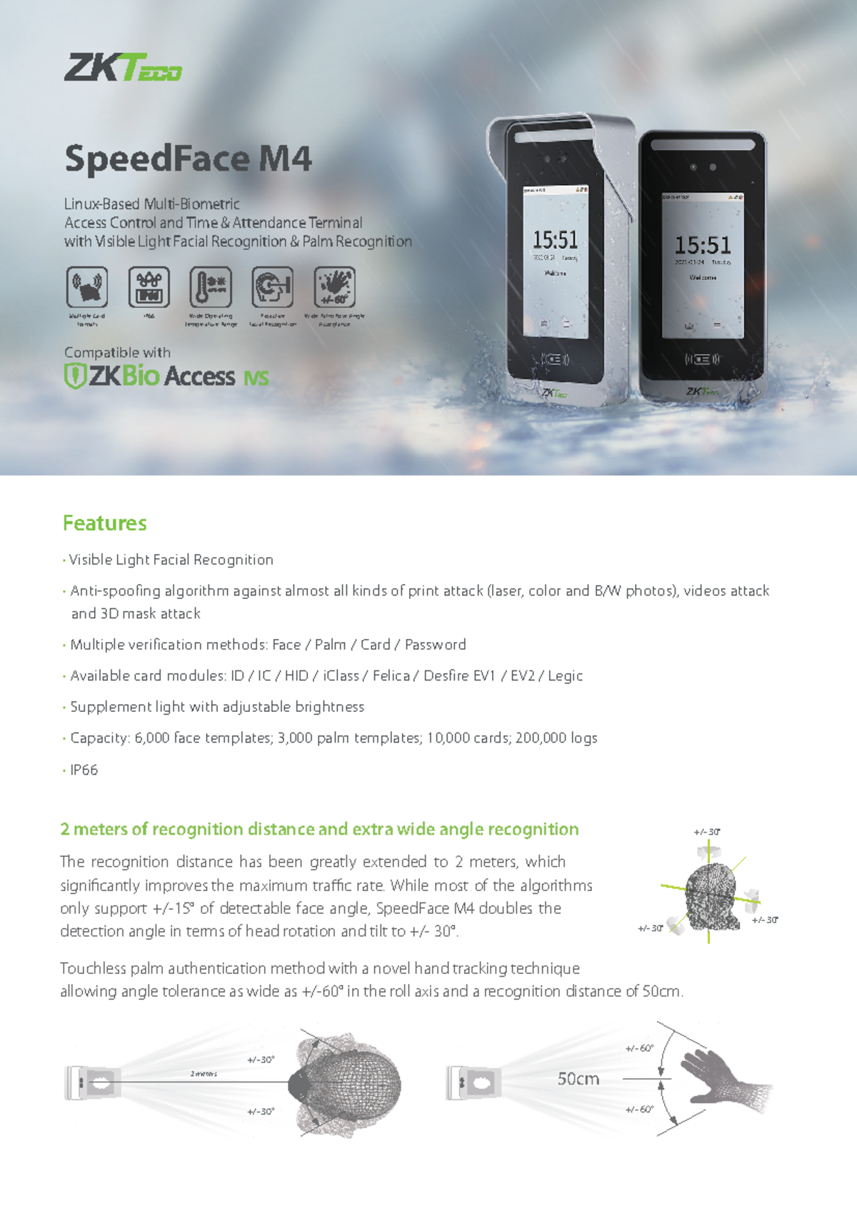 Speed Face M4 Datasheet - SpeedFace M Linux-Based Multi-Biometric ...