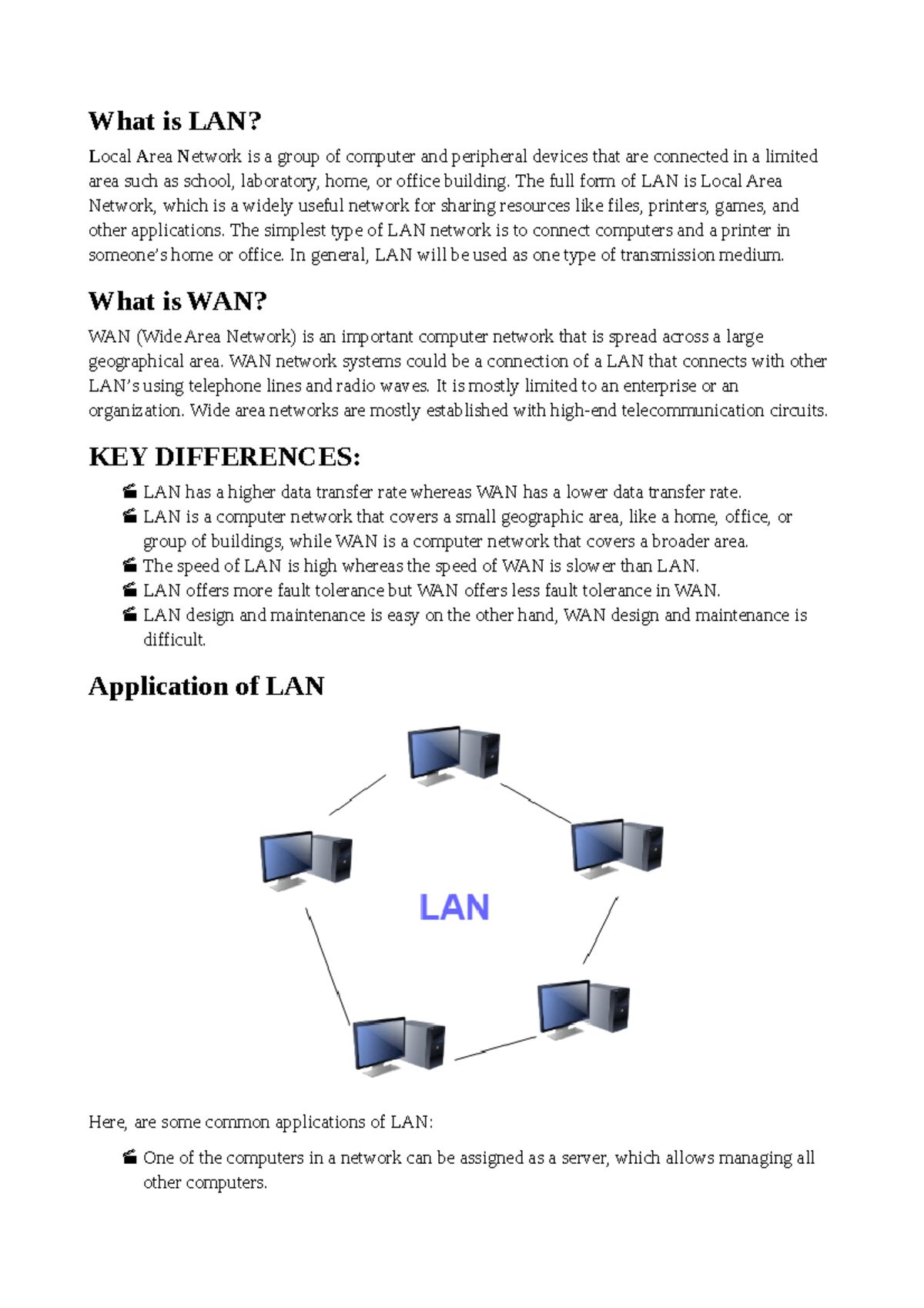 Computer Networks notes What is LAN? Local Area Network is a group