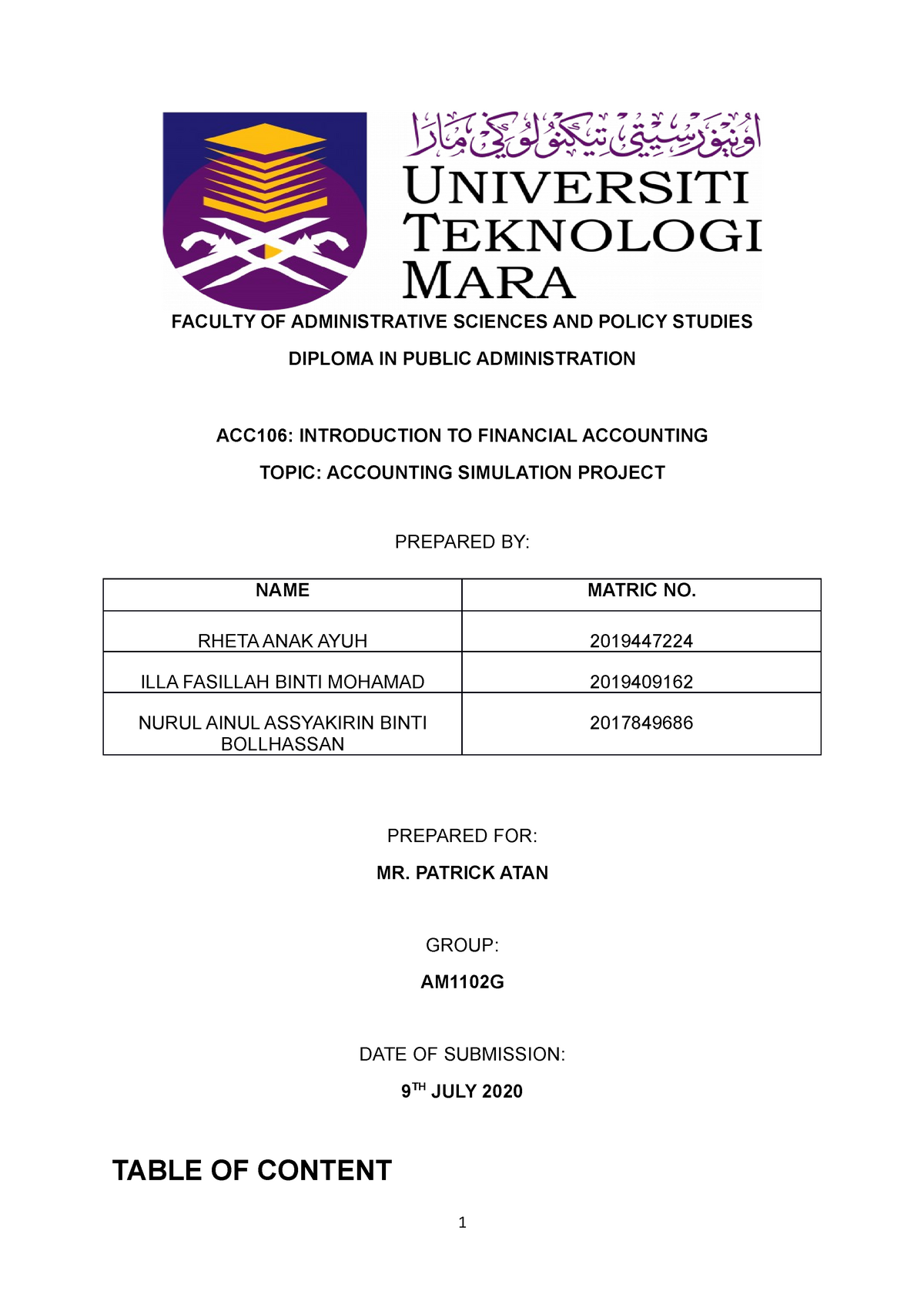 group assignment acc106 uitm