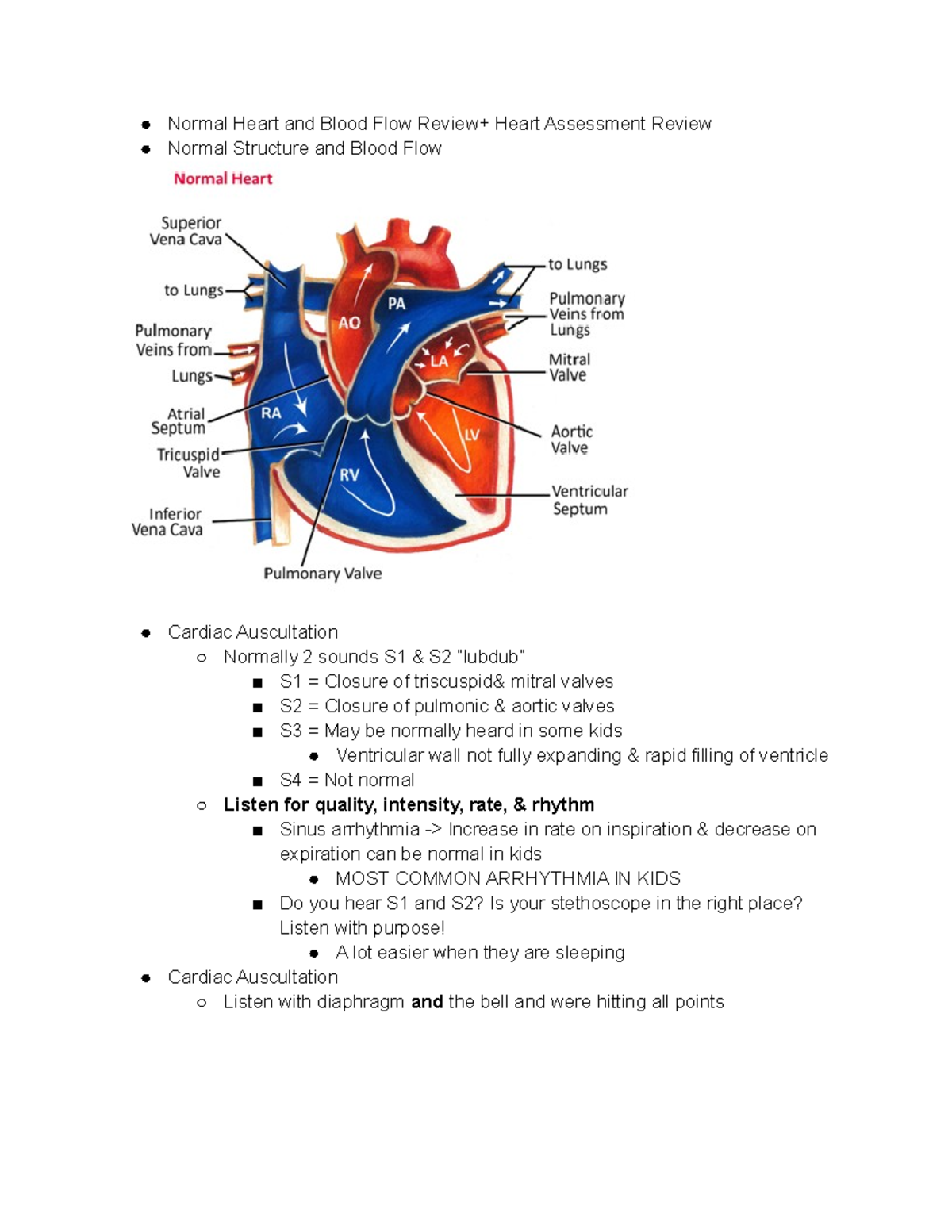 Peds cardio system - Normal Heart and Blood Flow Review+ Heart ...