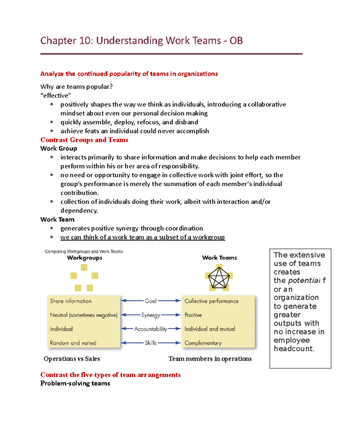 Chapter 10 Work Teams - OB - Chapter 10: Understanding Work Teams - OB ...