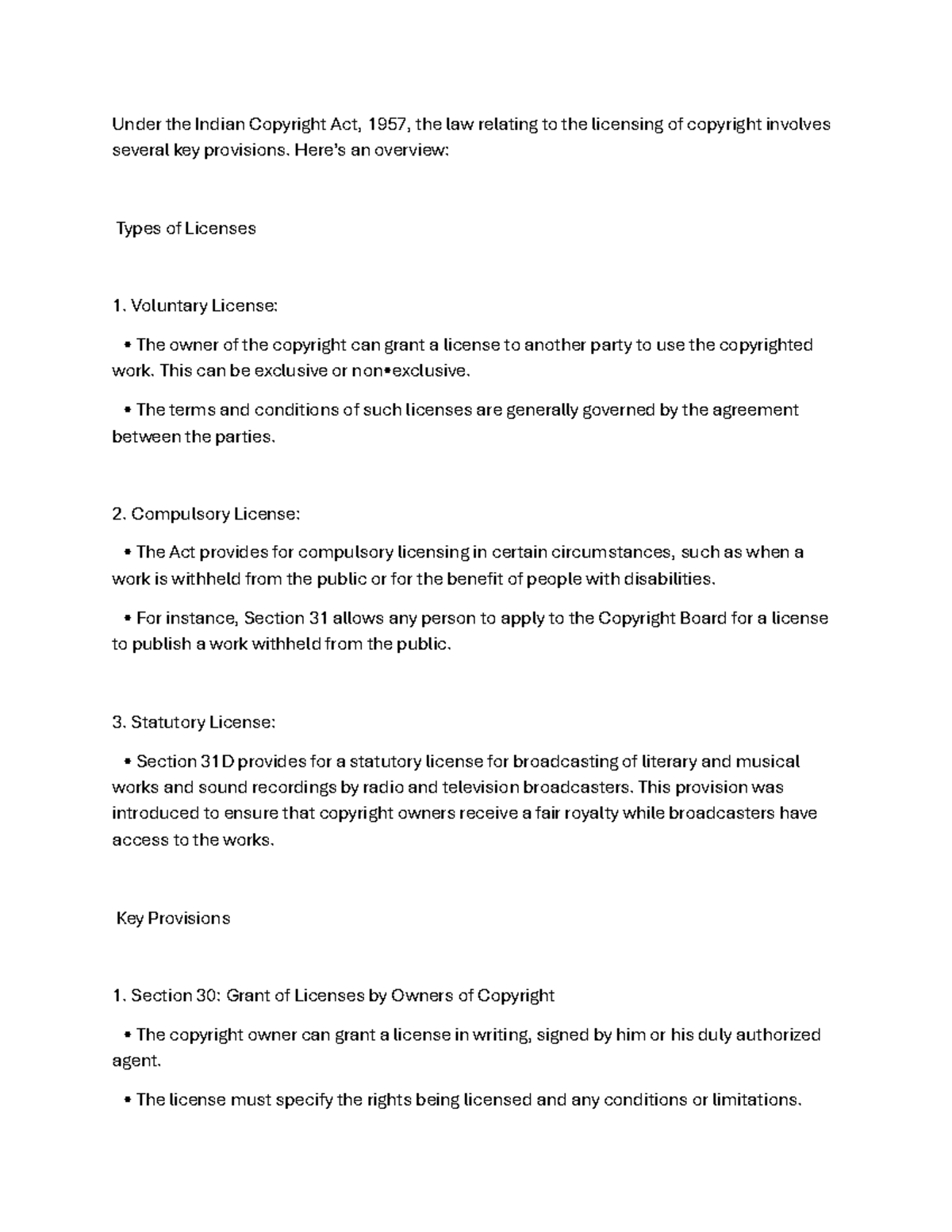 Licence This Is Basically A Note Under The Indian Copyright Act