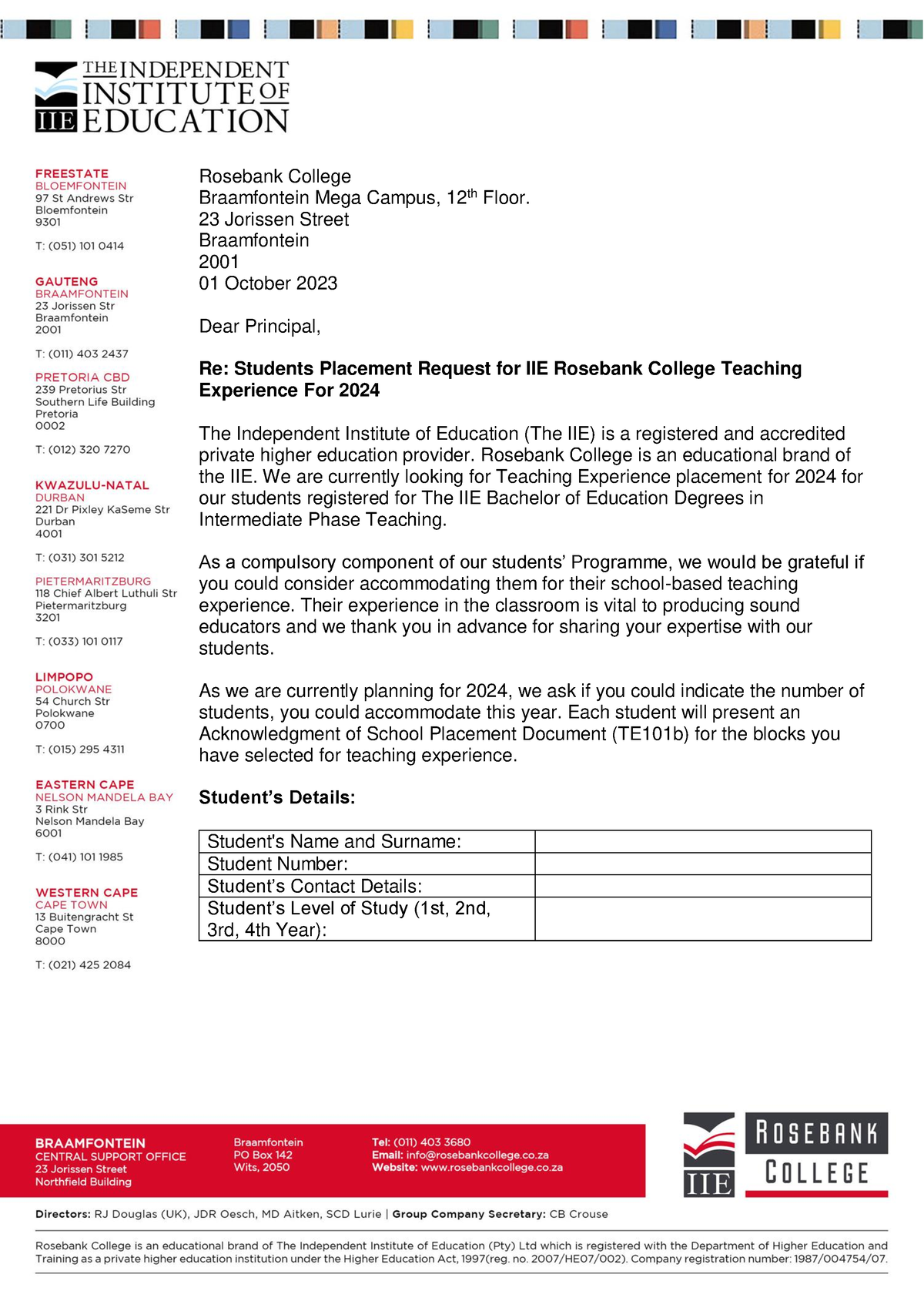 2024 May Placement Form BEI Rosebank College Braamfontein Mega Campus   Thumb 1200 1698 