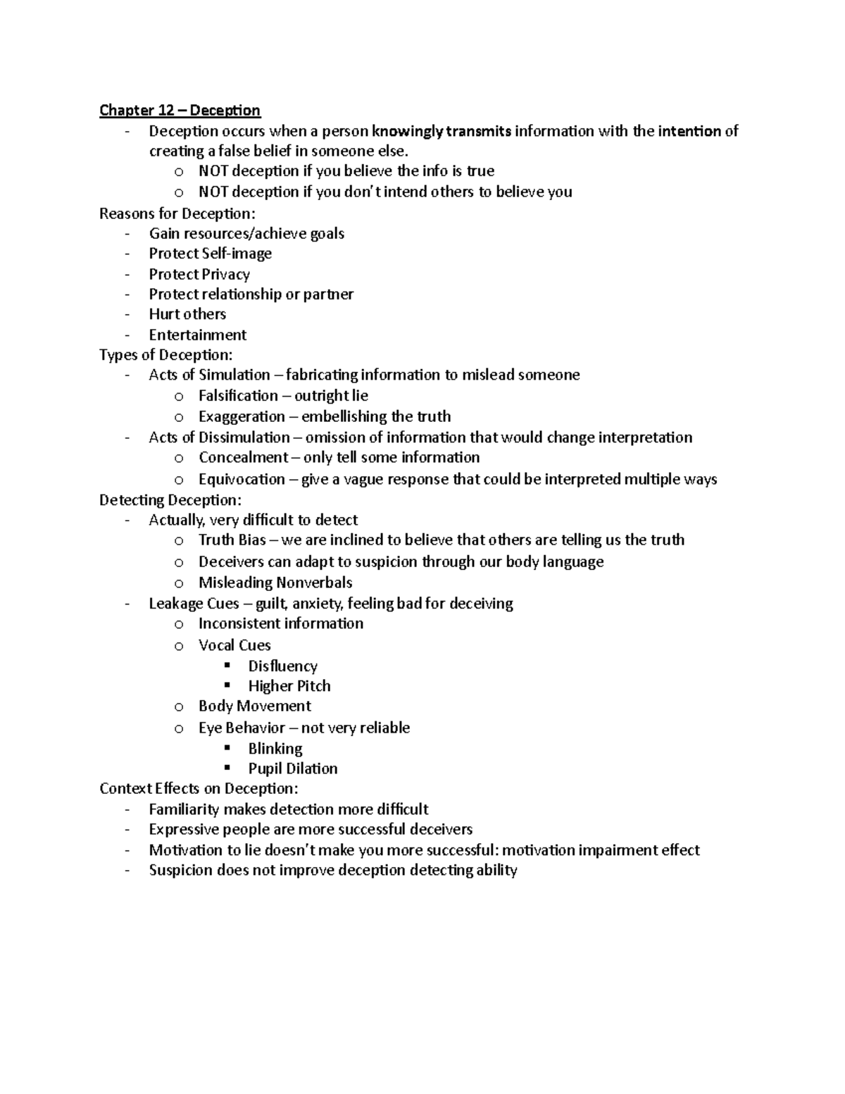 Chapter 12 - deception - Dr. LaValley - Chapter 12 – Deception ...