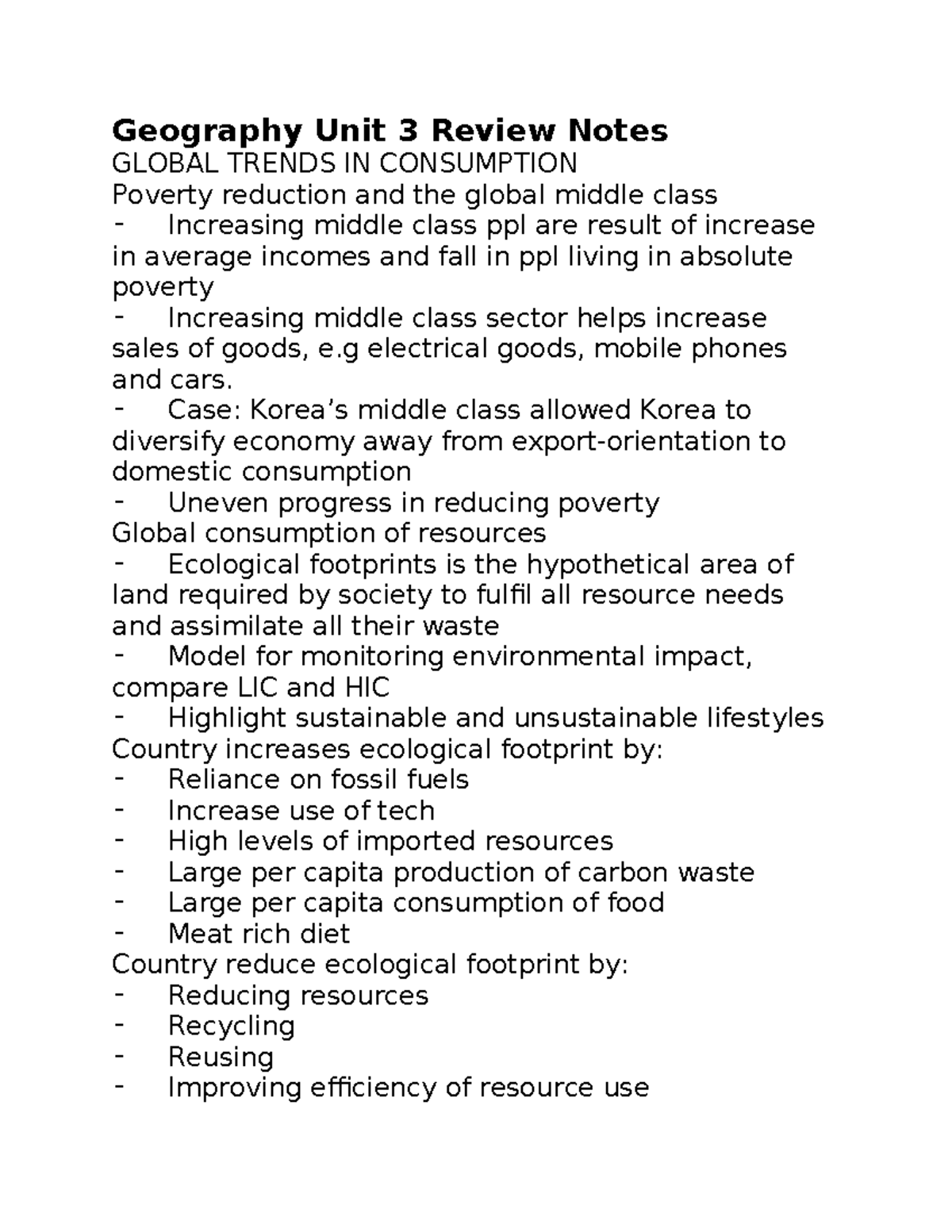Geography Unit 3 Review Notes - Geography Unit 3 Review Notes GLOBAL ...
