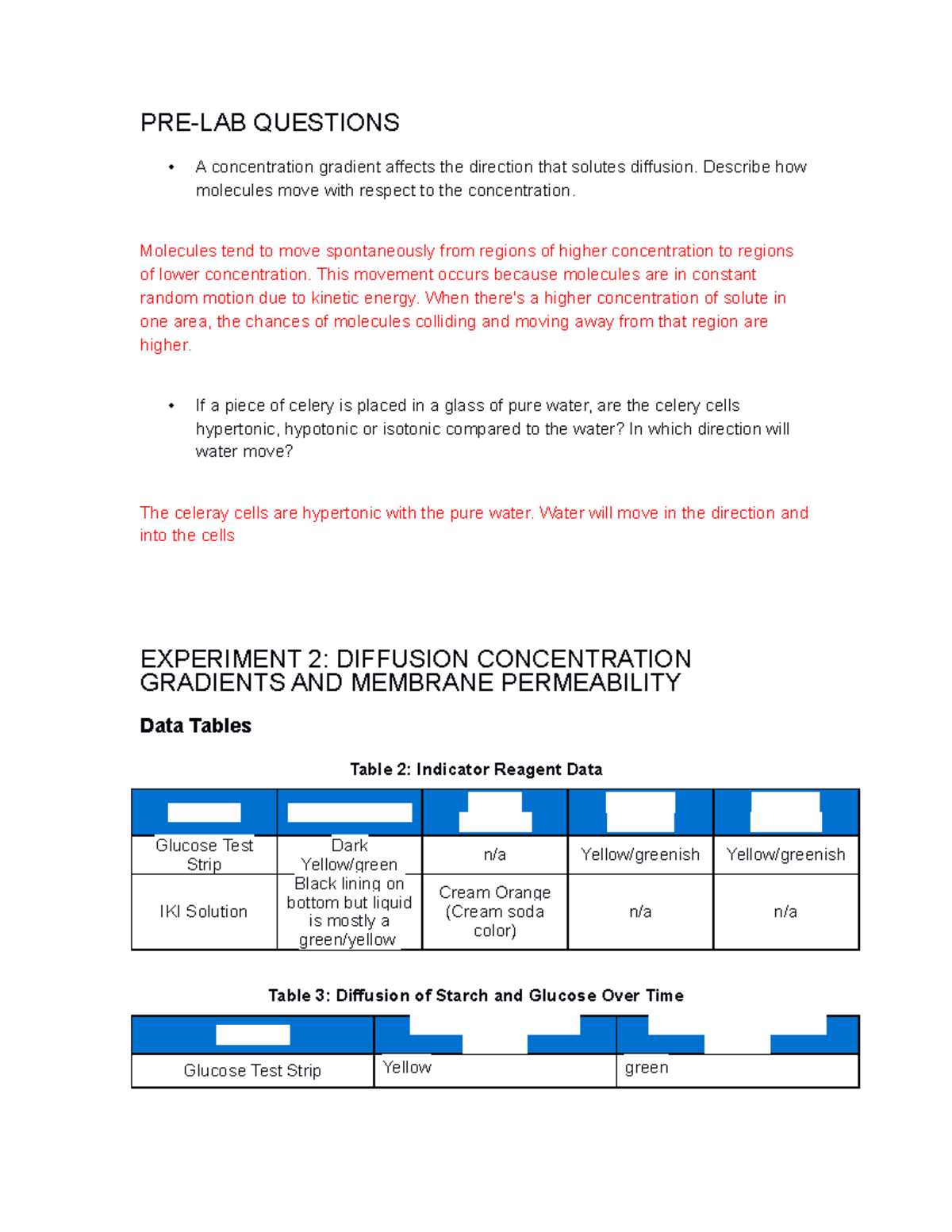 Diffusion Osmosis - Nothing - PRE-LAB QUESTIONS • A concentration ...