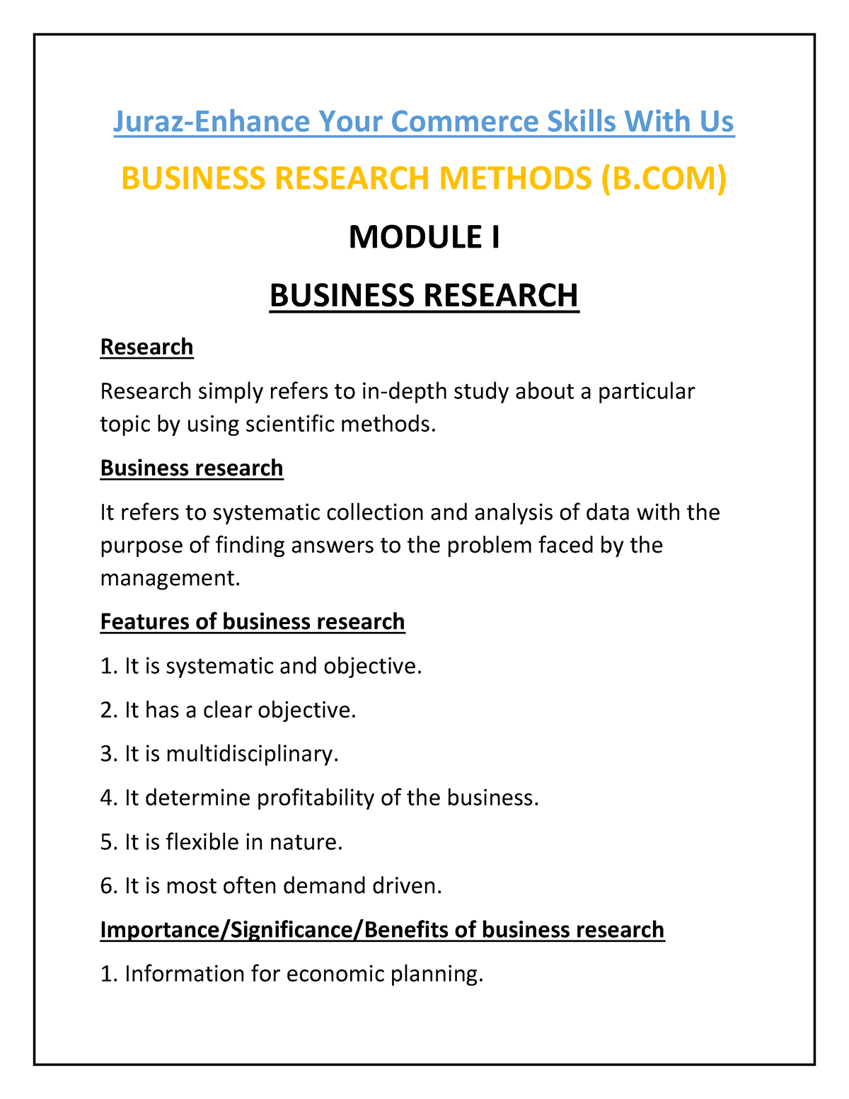 business research skills notes