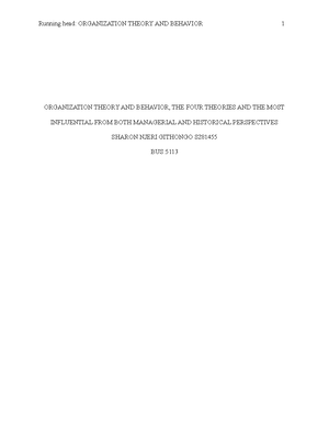Assignment 1 unit 1 on organization theory and behavior - UoN - Studocu