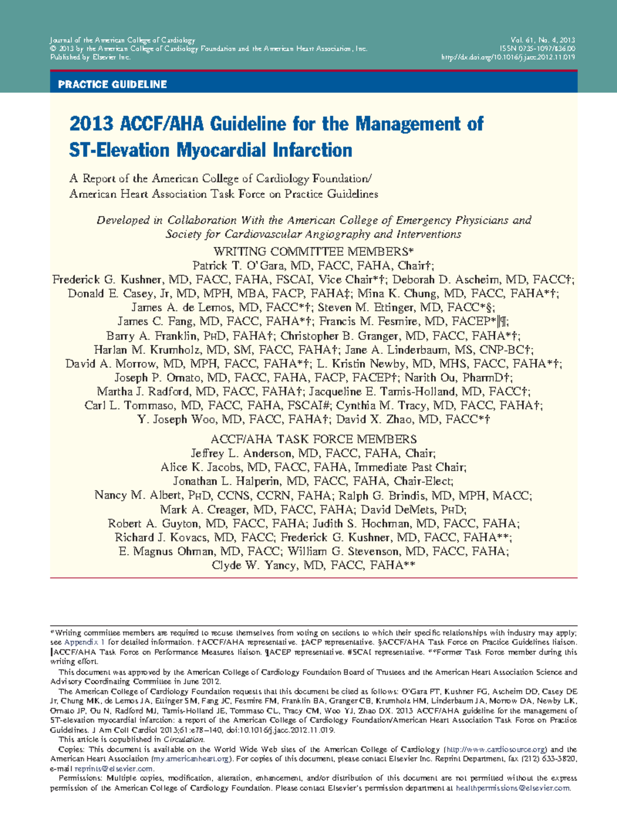 ACCF-AHA Guideline for the Management of ST-Elevation Myocardial ...