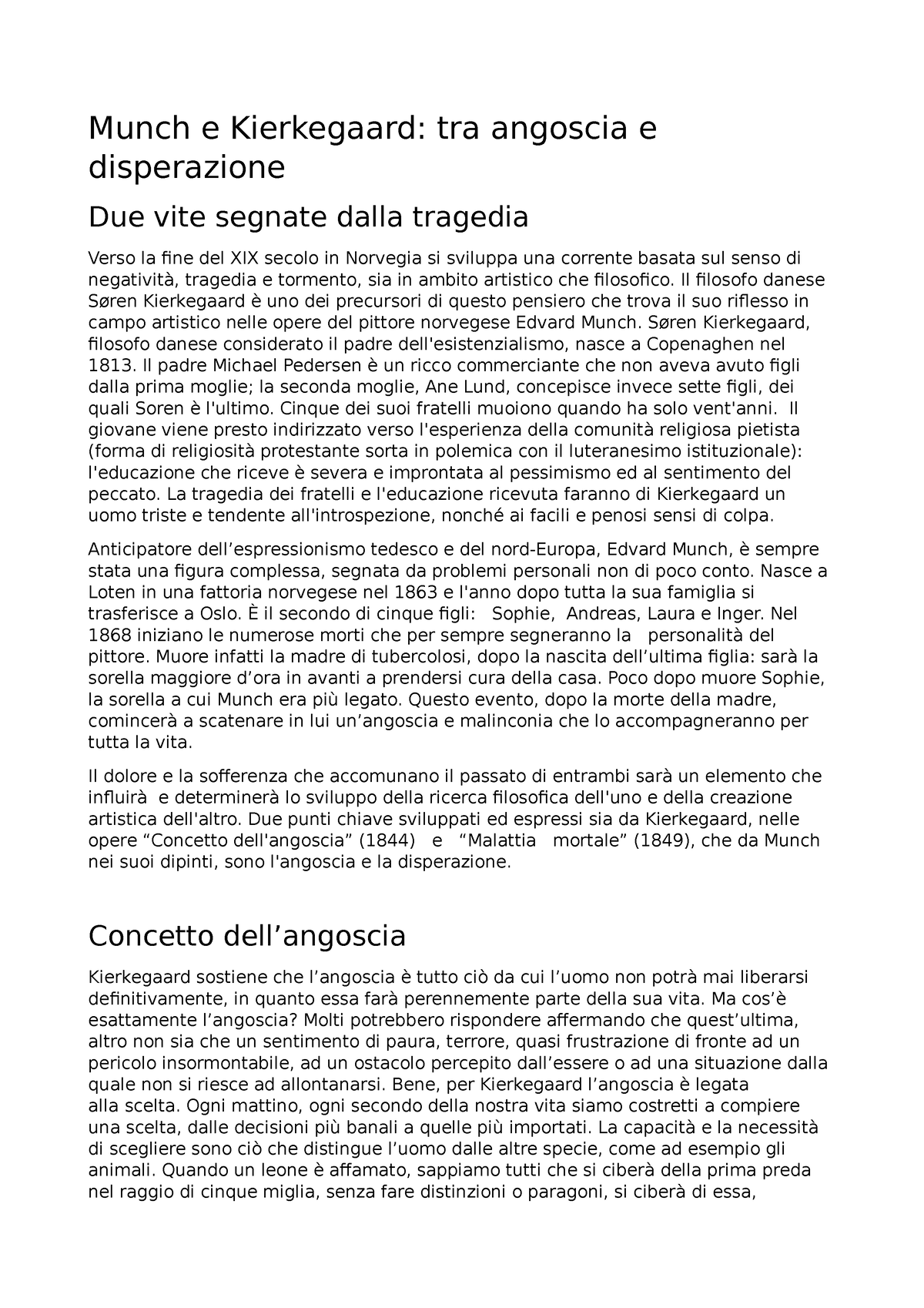 Munch E Kierkegaard Tra Angoscia E Disperazione Munch E Kierkegaard Tra Angoscia E 4425