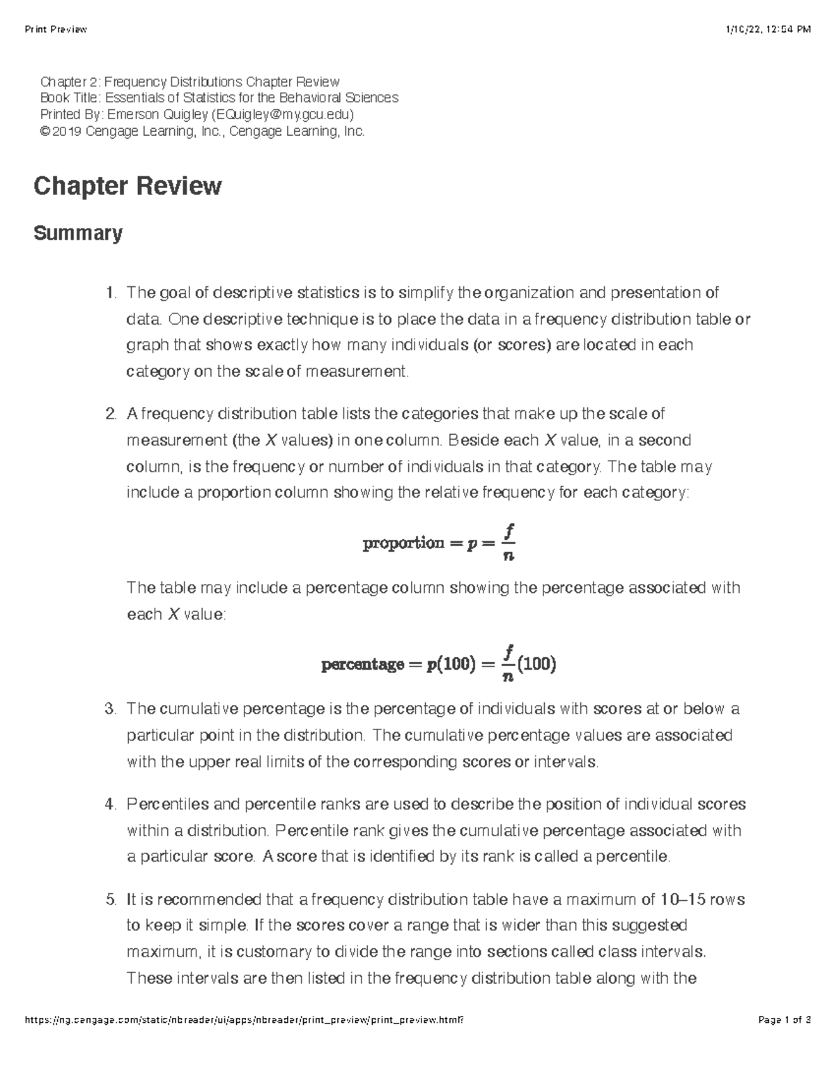 Chapter 2 frequency Distrubutions - Print Preview 1/10/22, 12:54 PM ...