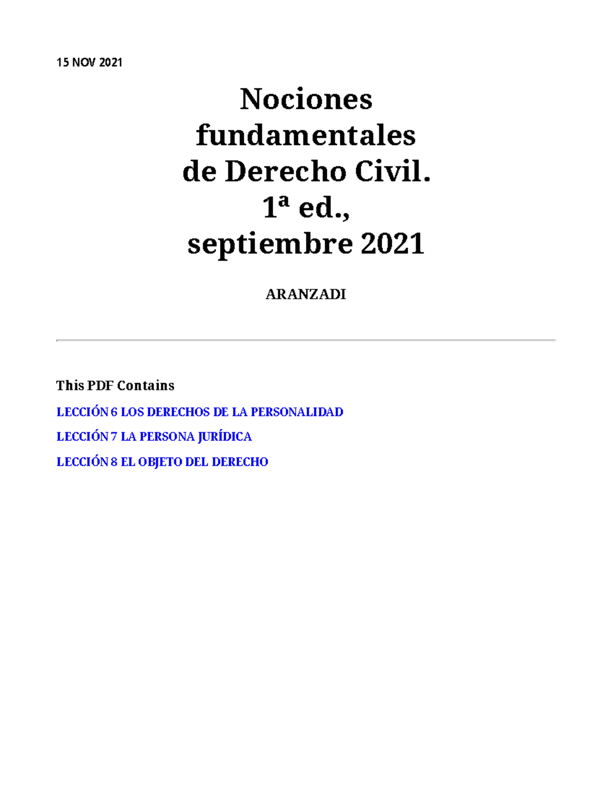 Libro Temas 678 15 Nov 2021 Nociones Fundamentales De Derecho Civil 1ª Ed 0590