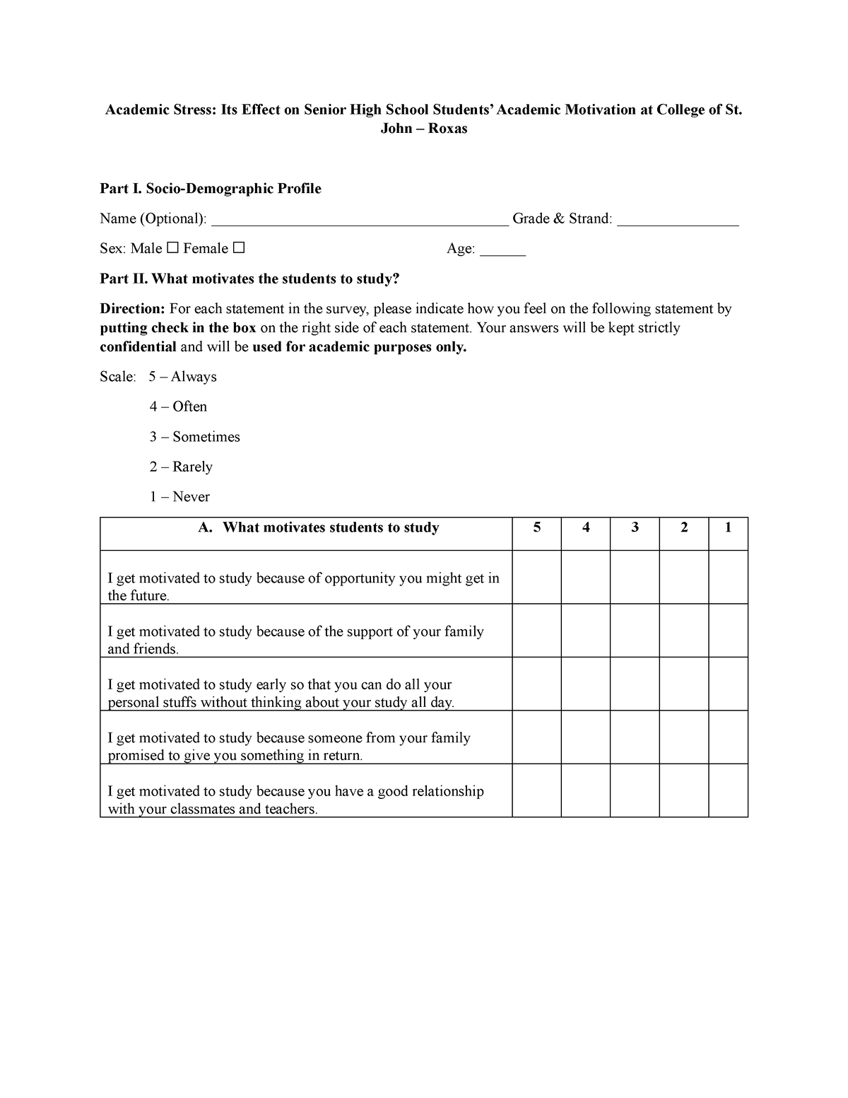 Academic-Stress - Academic Stress: Its Effect on Senior High School ...