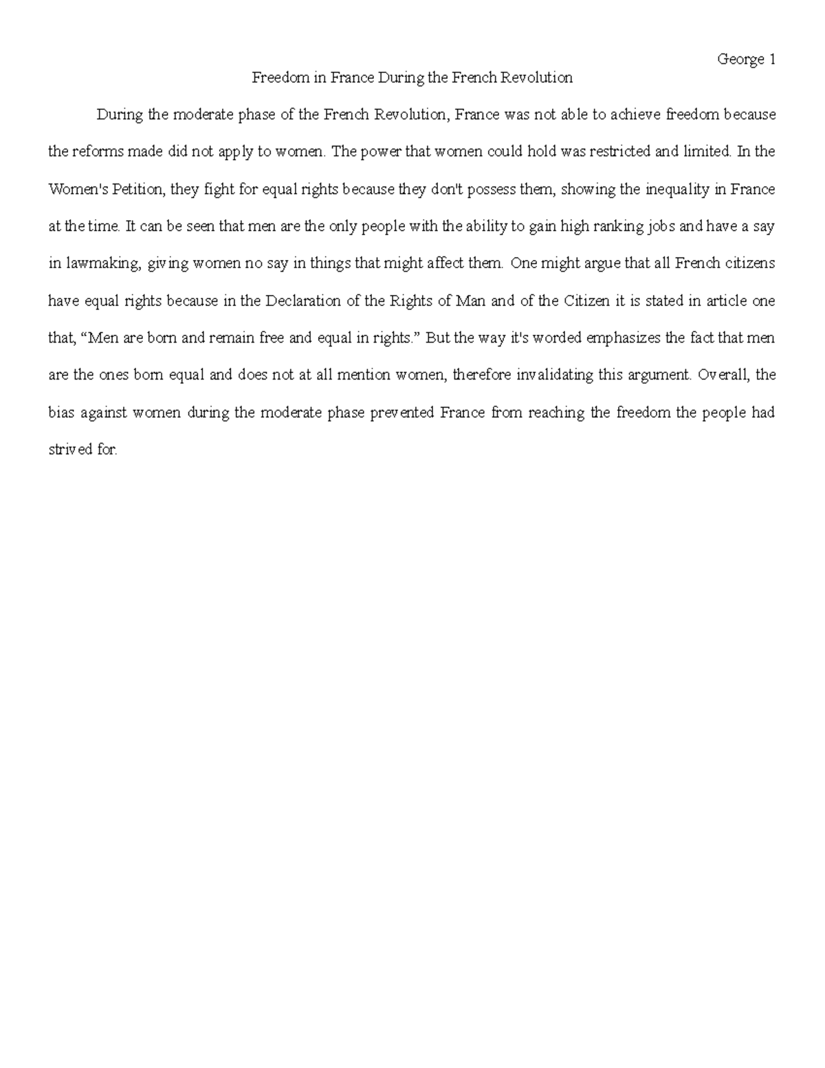 Copy of 11. ABC Paragraph The French Revolution - George 1 Freedom in ...