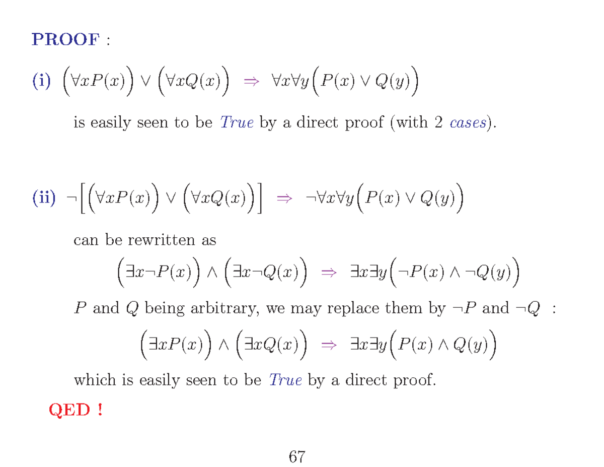 Coen 231 Lecture 5 Proof I ∀xp X ∨ ∀xq X ⇒ ∀x∀y P