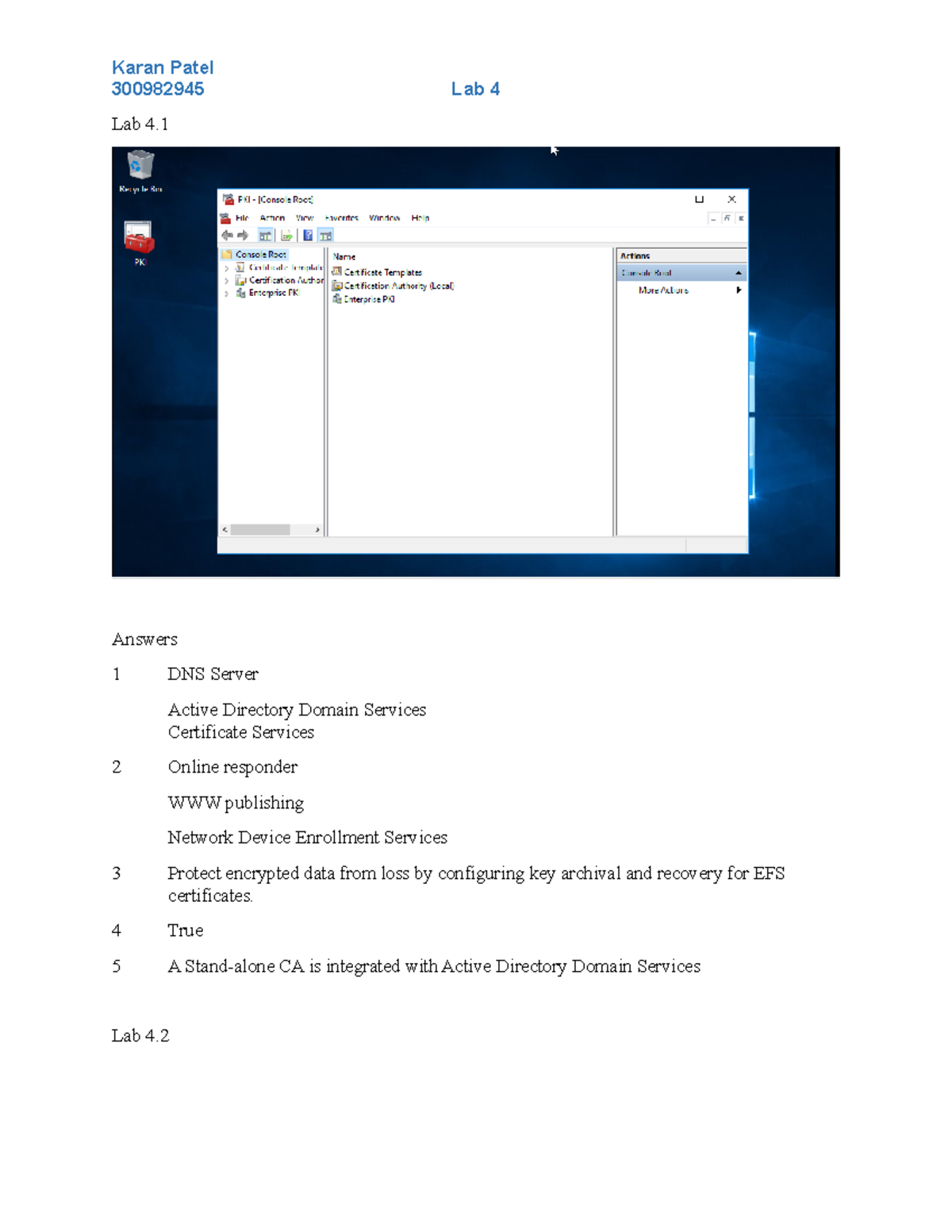 Lab 4 network security( - 300982945 Lab 4 Lab 4. Answers 1 DNS Server ...