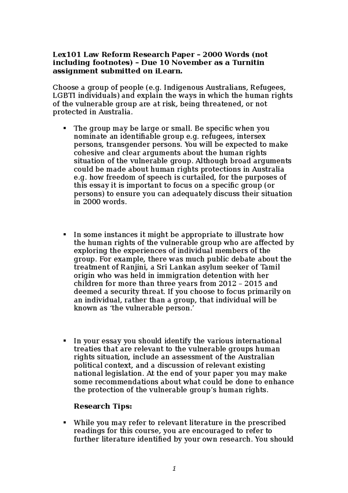 Lex101 Law Reform Research Paper – 2000 Words (2017 ) - Lex101 Law ...