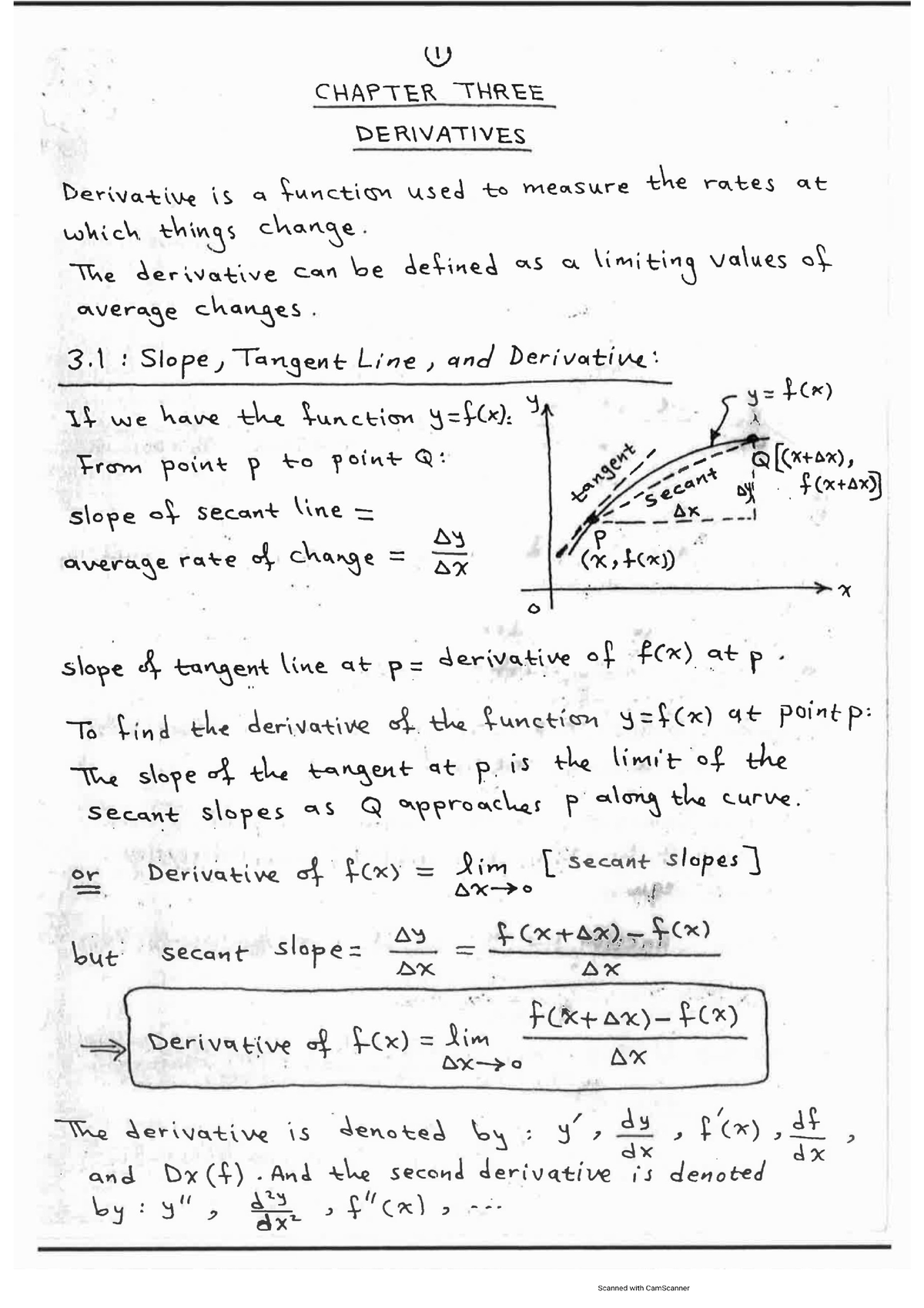 Chapter 3 - Derivatives - Calculus 1 - Studocu