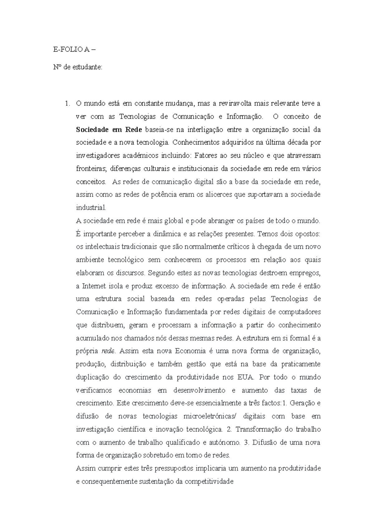 Resoluçao efolio A educacao e sociedade - E-FOLIO A – Nº de estudante ...