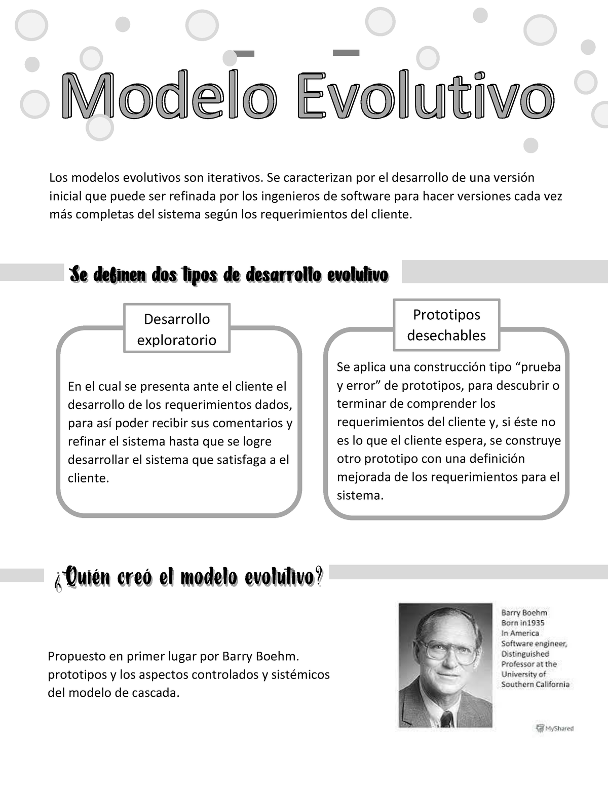 Modelo Evolutivo - Desarrollo de sogtware - Los modelos evolutivos son  iterativos. Se caracterizan - Studocu