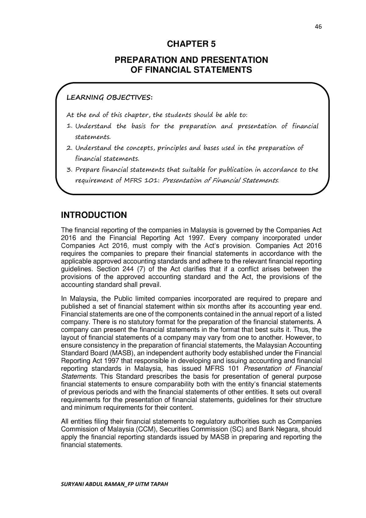 financial statement analysis assignment uitm