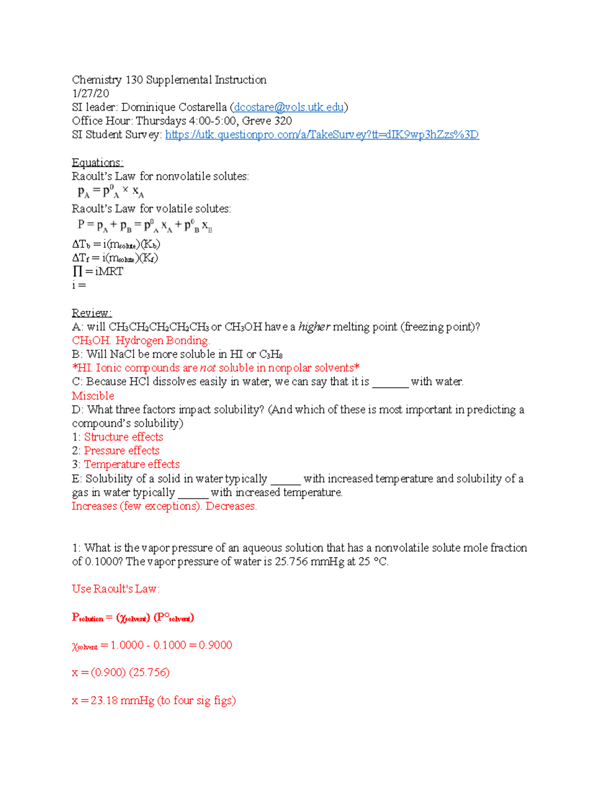 CHEM 132 - Worksheet 3 (key) - Chemistry 130 Supplemental Instruction 1 ...