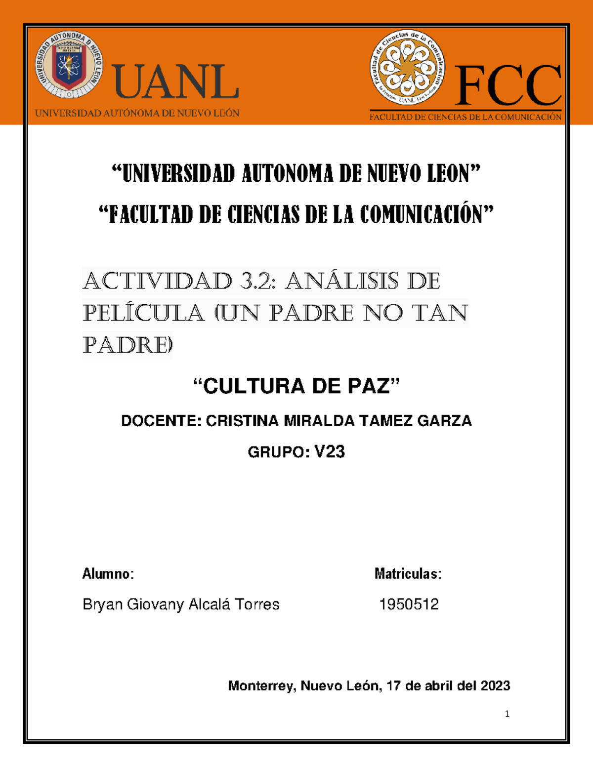 Actividad 3.2 Bryan Alcalá - 1 “UNIVERSIDAD AUTONOMA DE NUEVO LEON ...