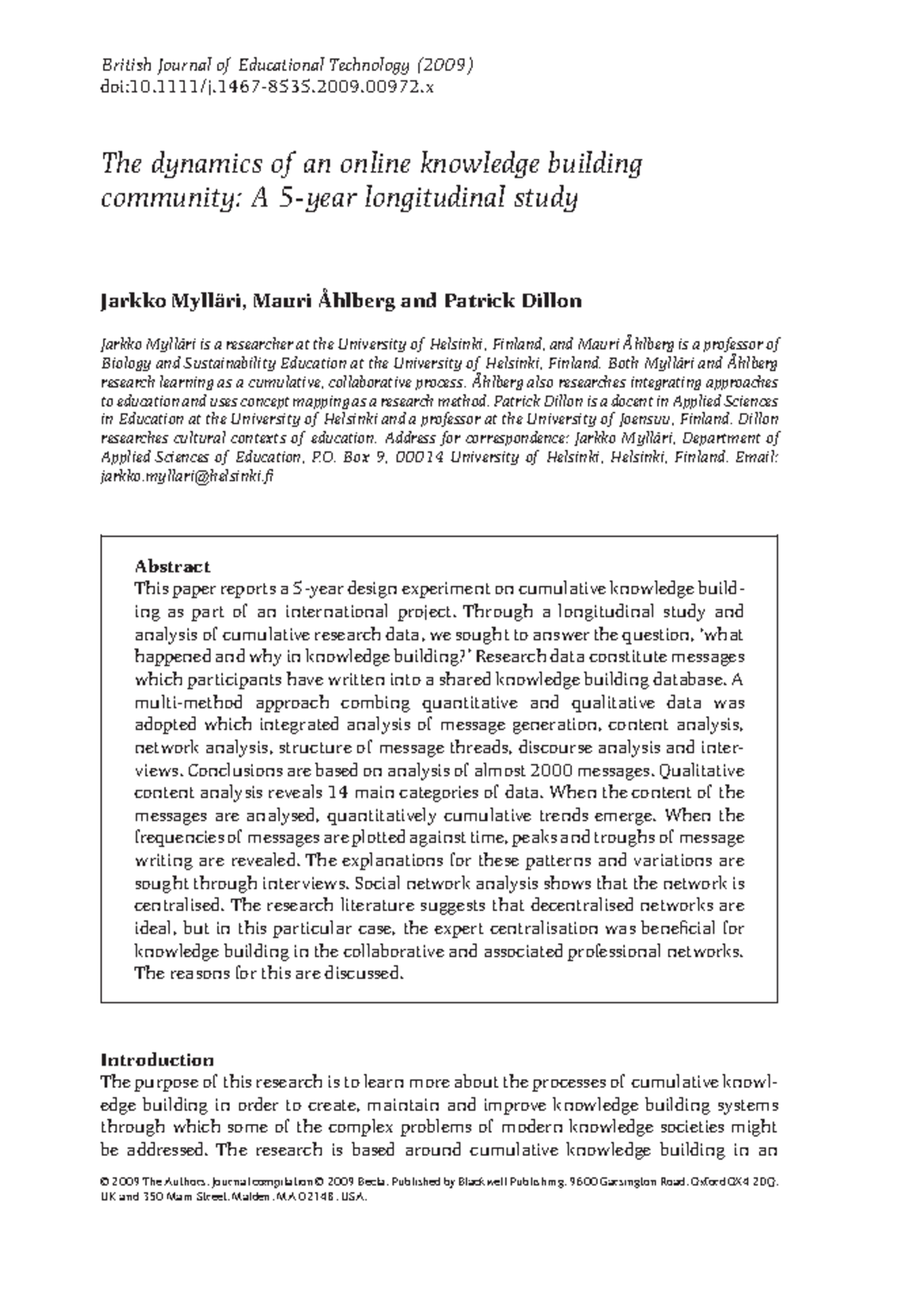 The dynamics of an online knowledge buil - The dynamics of an online ...