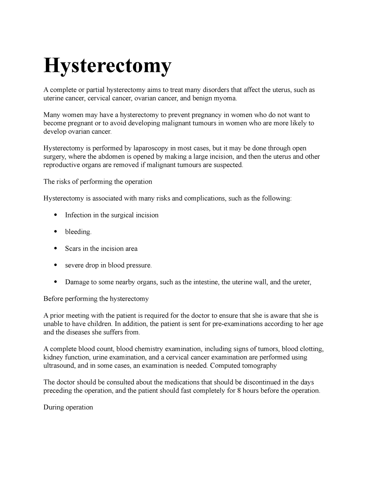 hysterectomy case study scribd
