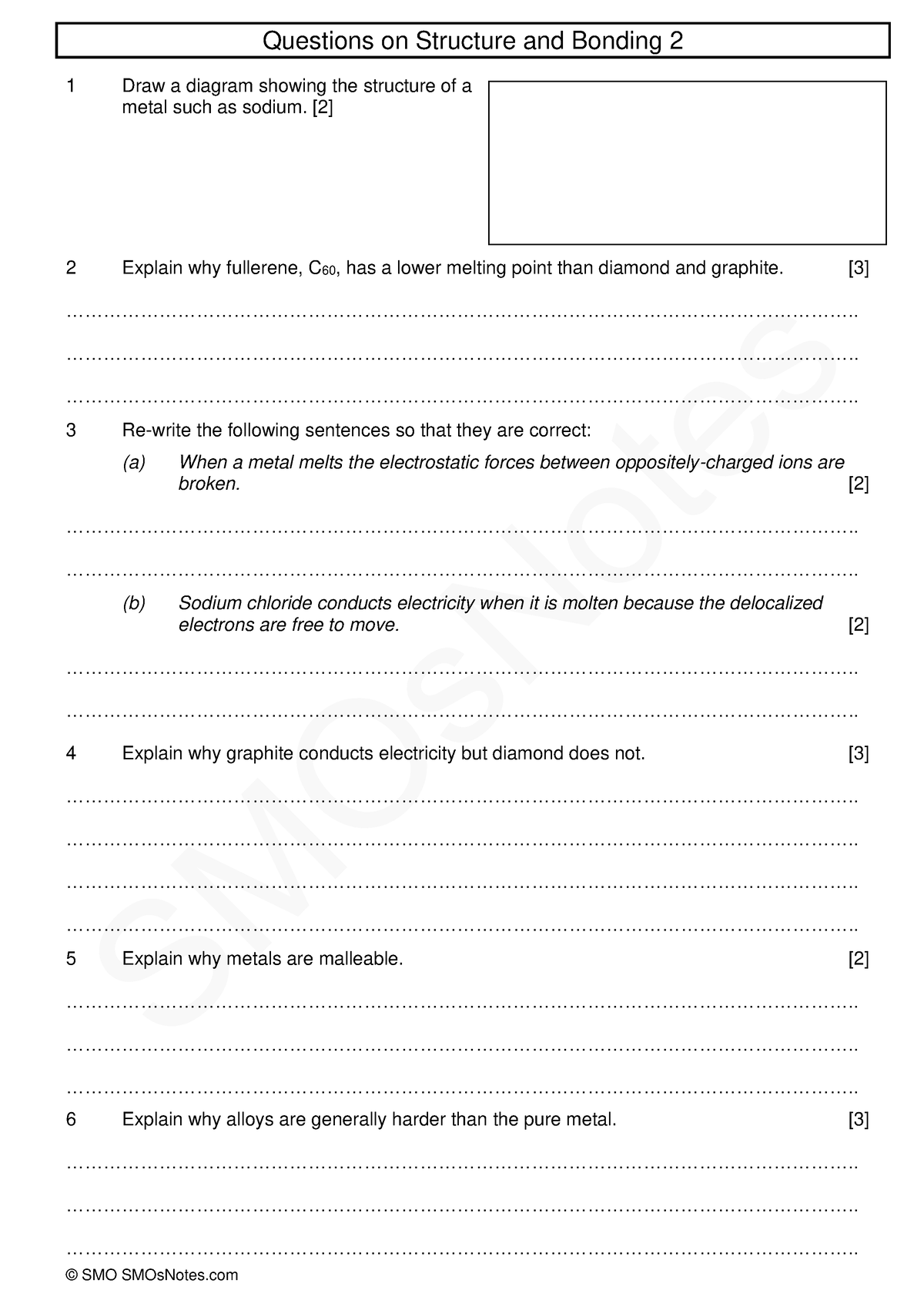 Bonding and structures questions 2 - Questions on Structure and Bonding ...