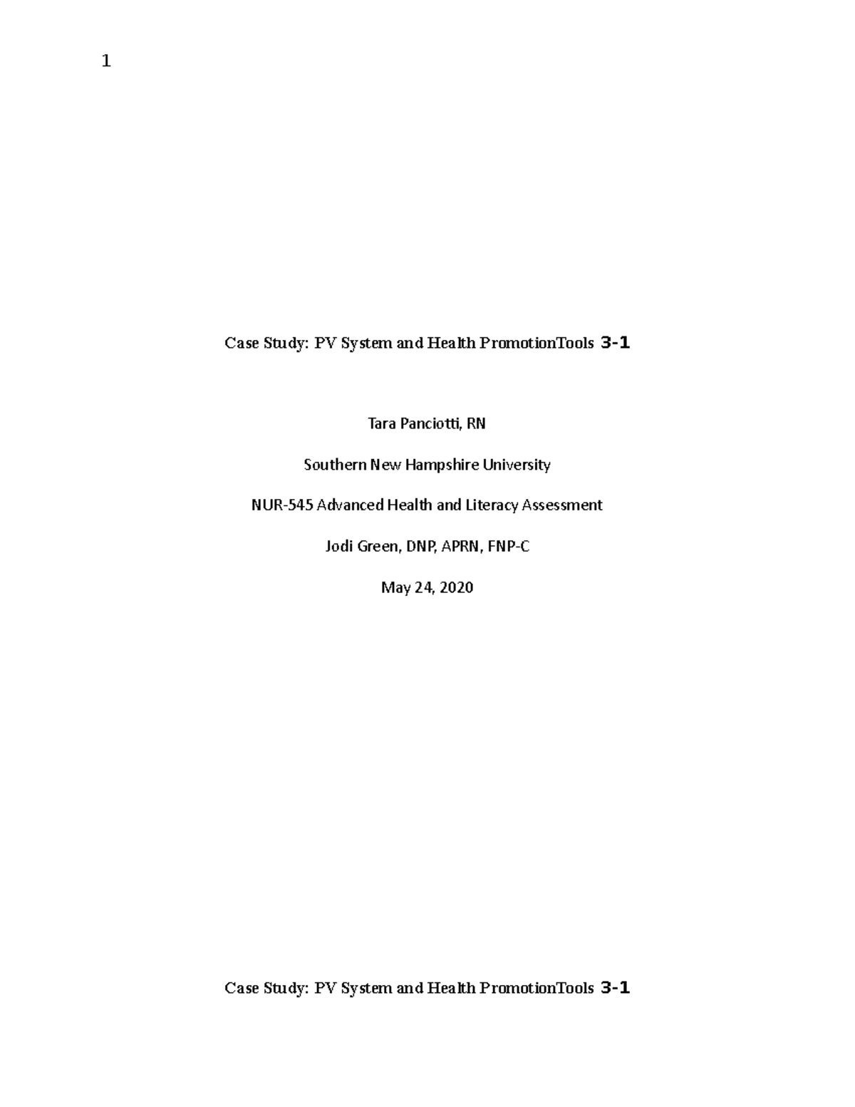 3-1 Case Study Cardiac and PV Assessment - 3-1 Case Study: PV System ...