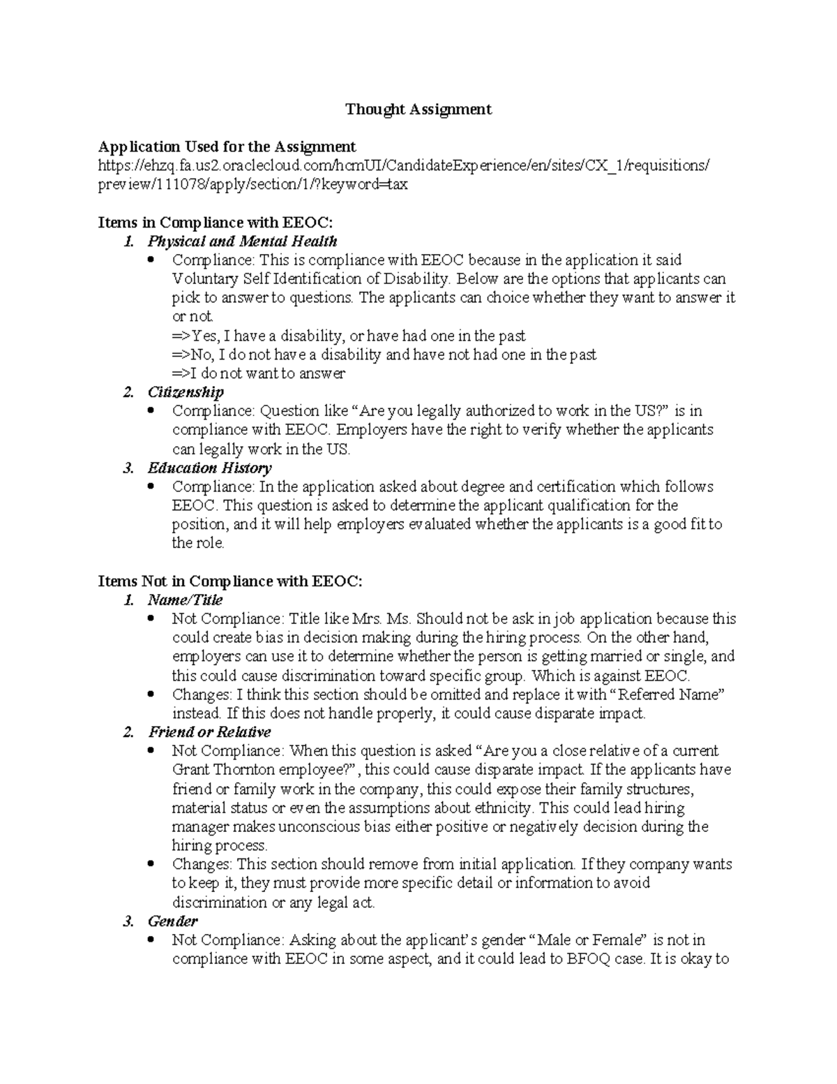Application Critique - Thought Assignment Individual - Thought ...