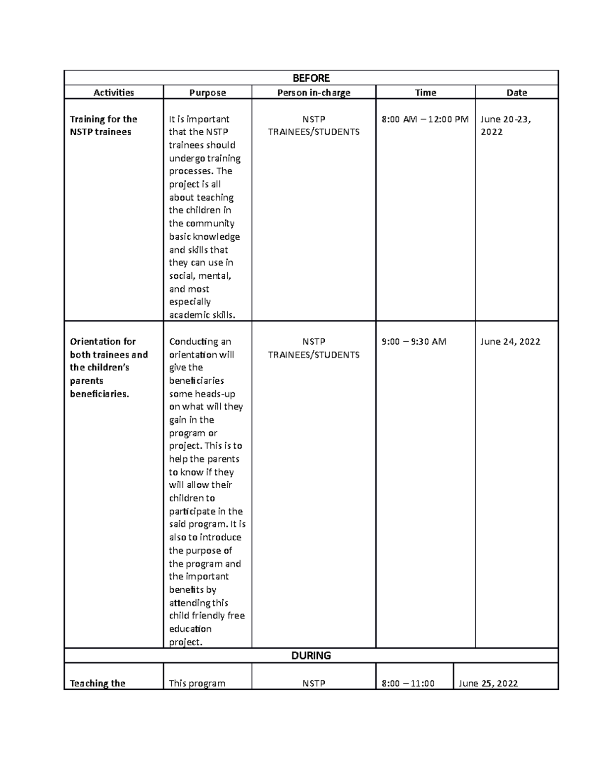 schedule-of-activities-before-activities-purpose-person-in-charge
