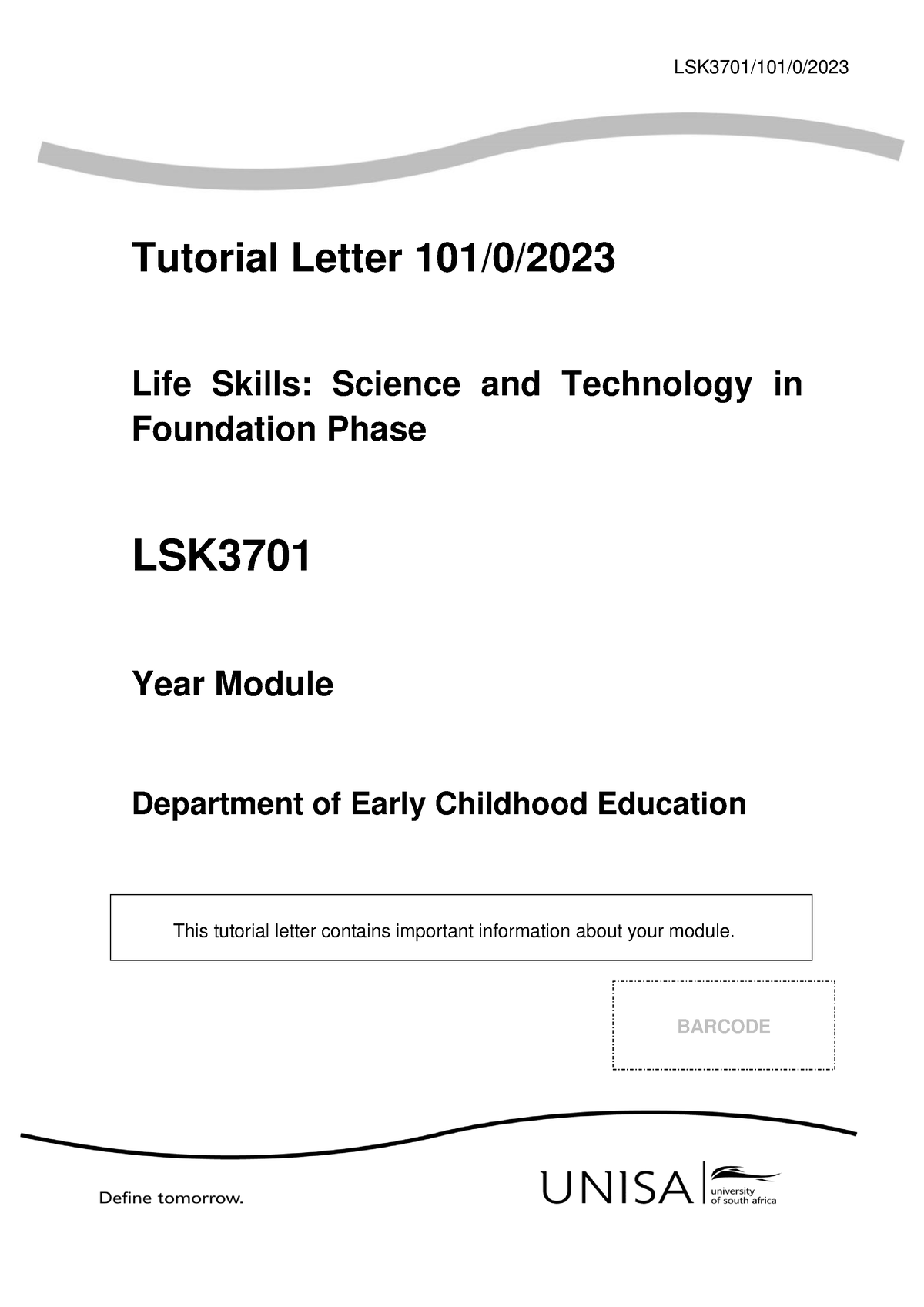 101 2023 0 B - Tutorial Letter - LSK3701/101/0/ Tutorial Letter 101/0 ...