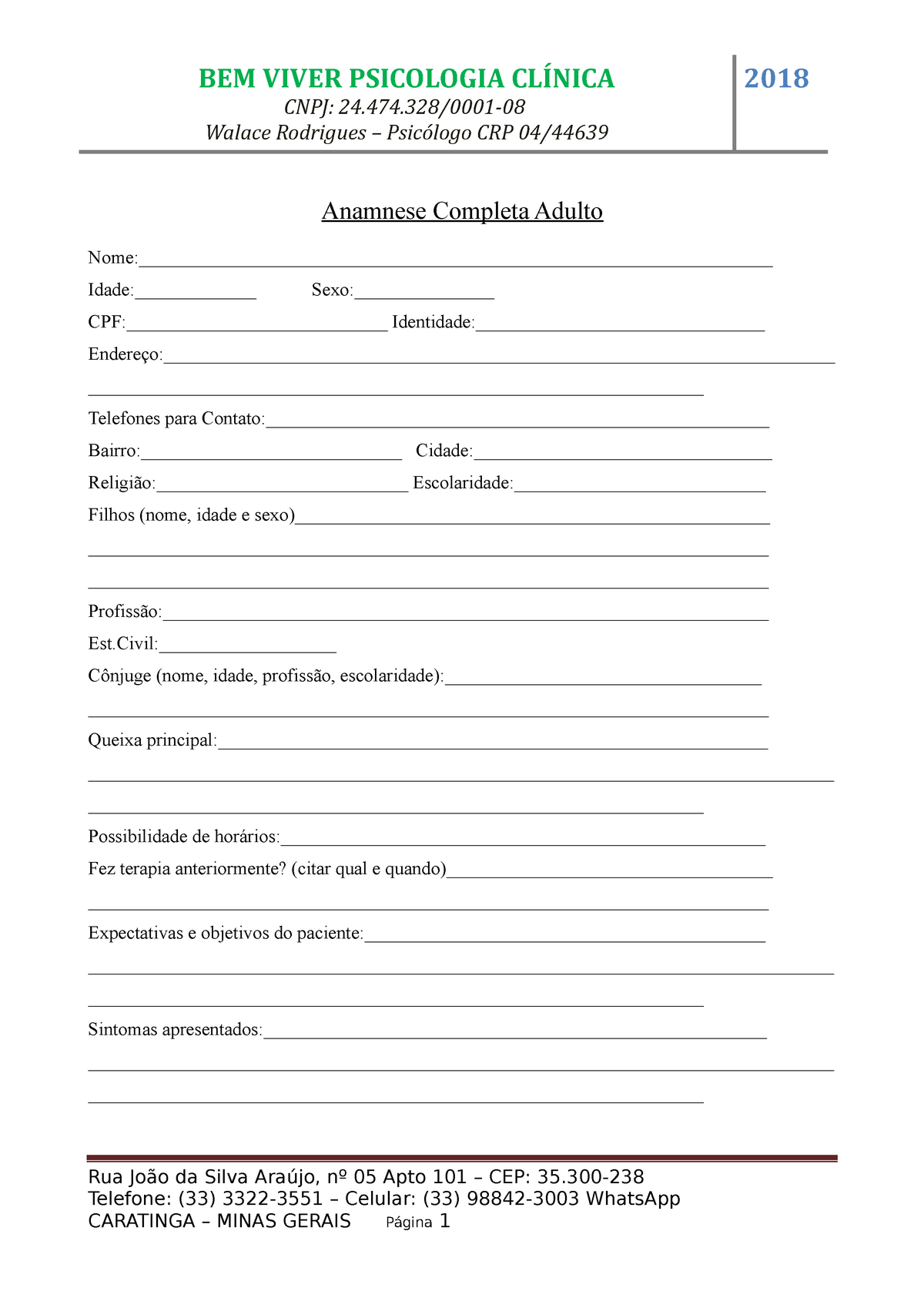 Anamnese Completa Adulto, PDF, Relação sexual