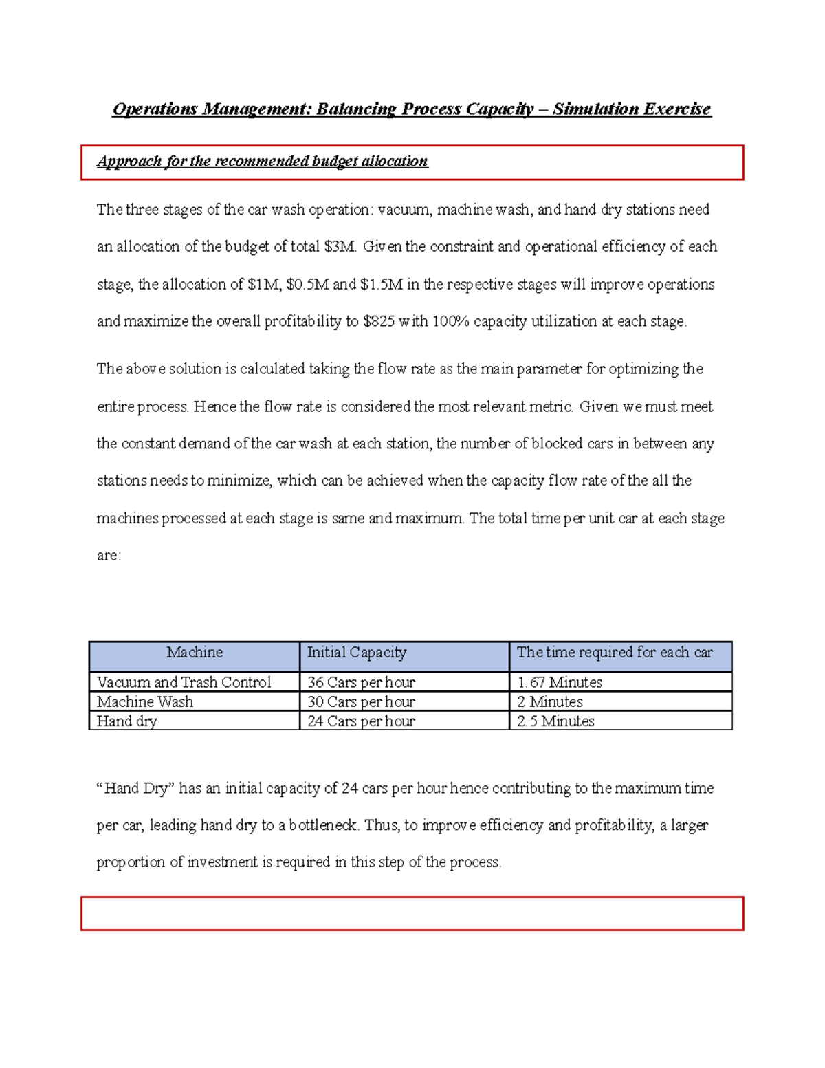 Operations Management Balance Capacity Simulation Studocu