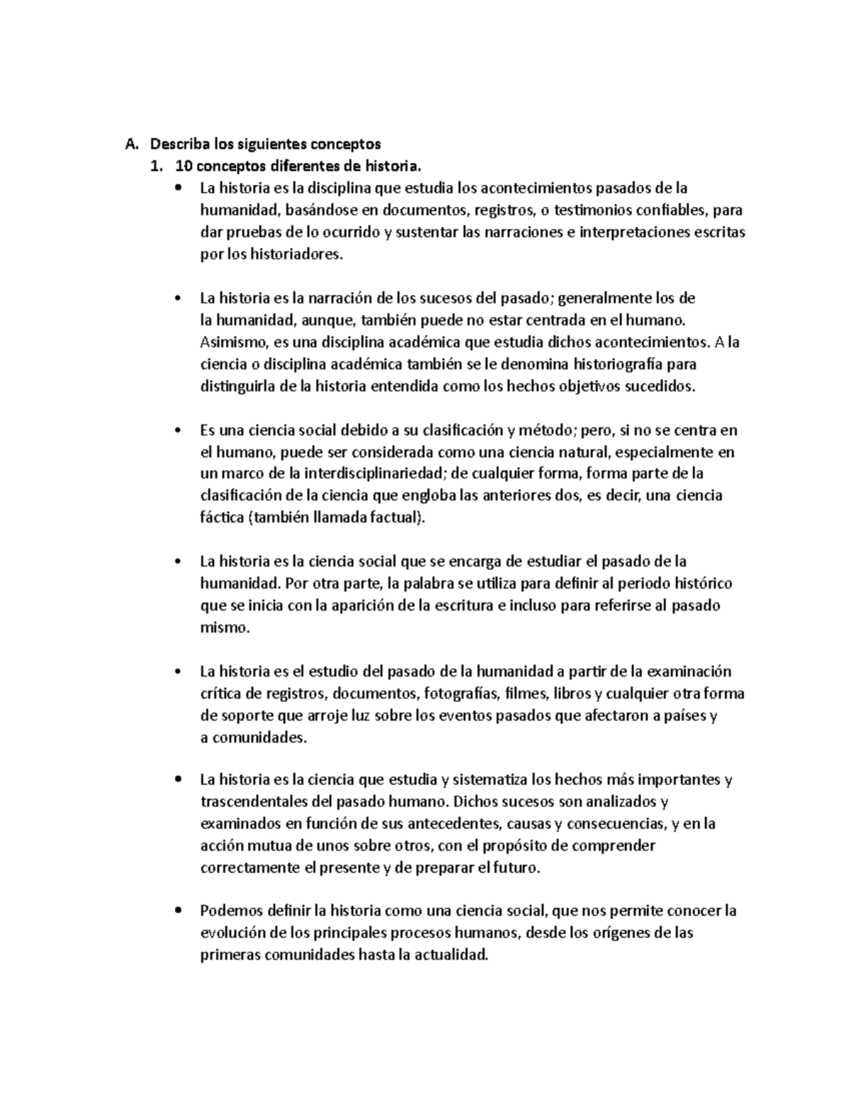 Describa los siguientes conceptos - A. Describa los siguientes ...
