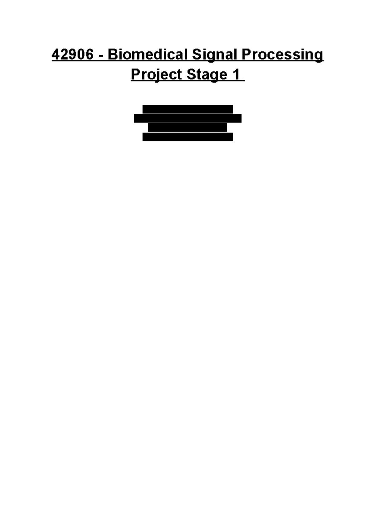 Biomedical Signal Processing Project Stage 1 Studocu