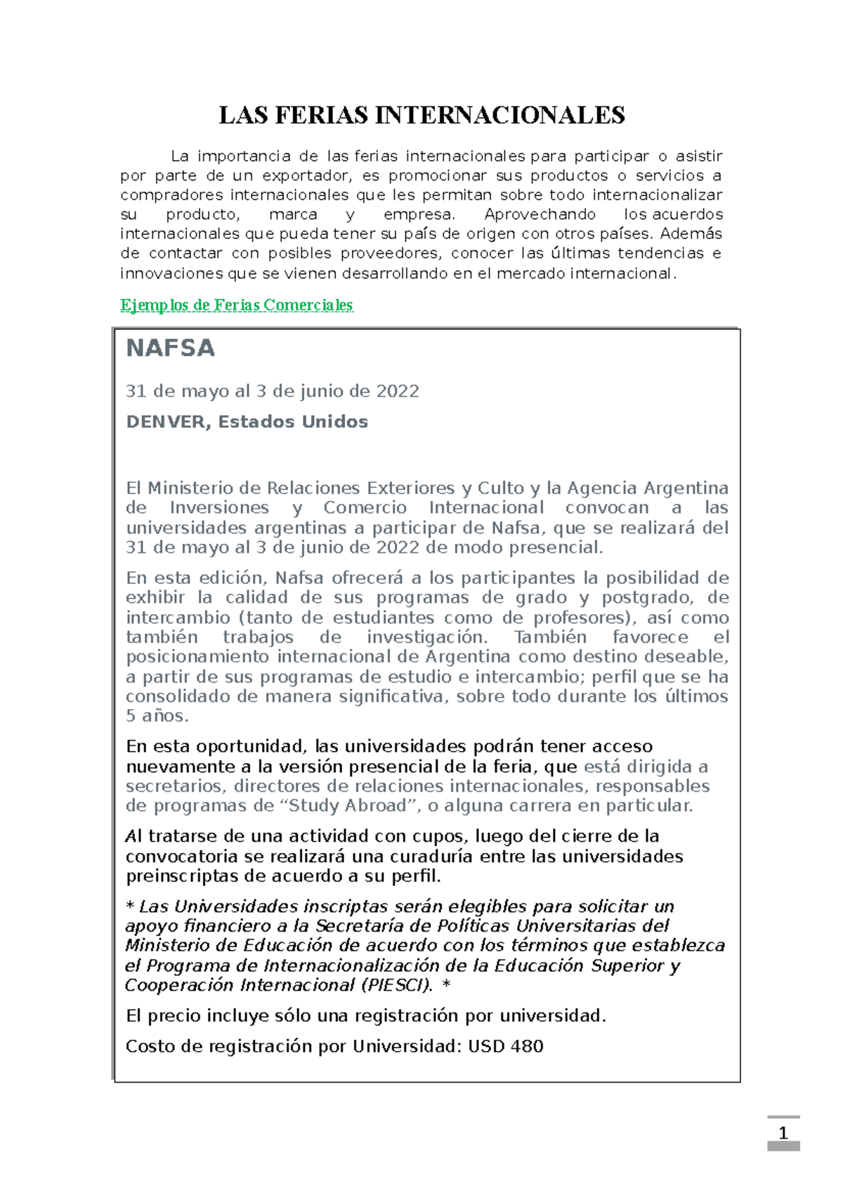 Las Ferias Internacionales - LAS FERIAS INTERNACIONALES La importancia ...