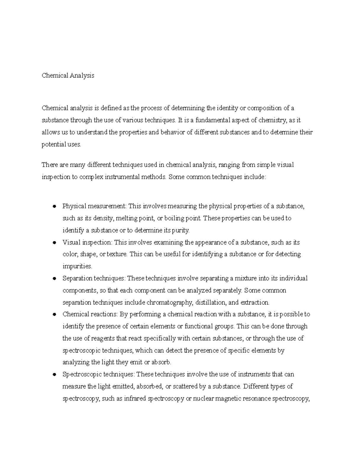 research paper about chemical analysis