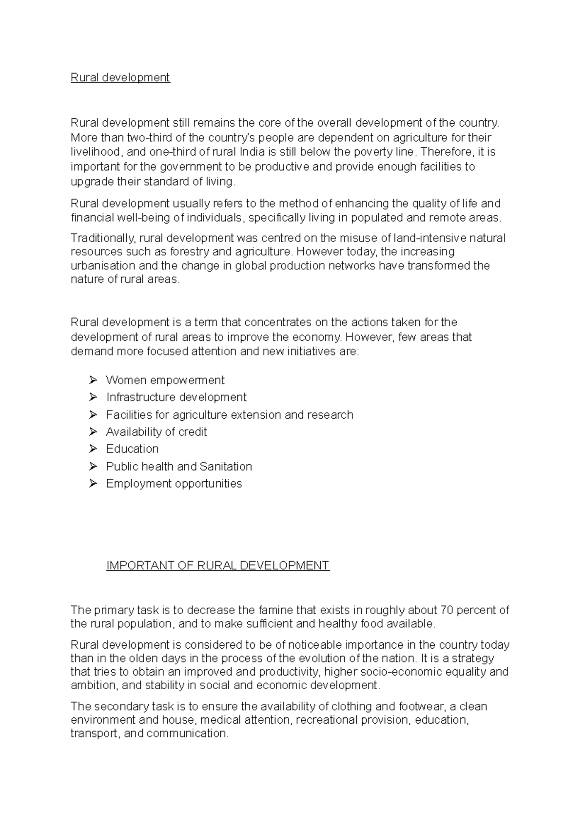 Rural development - Rural development Rural development still remains ...