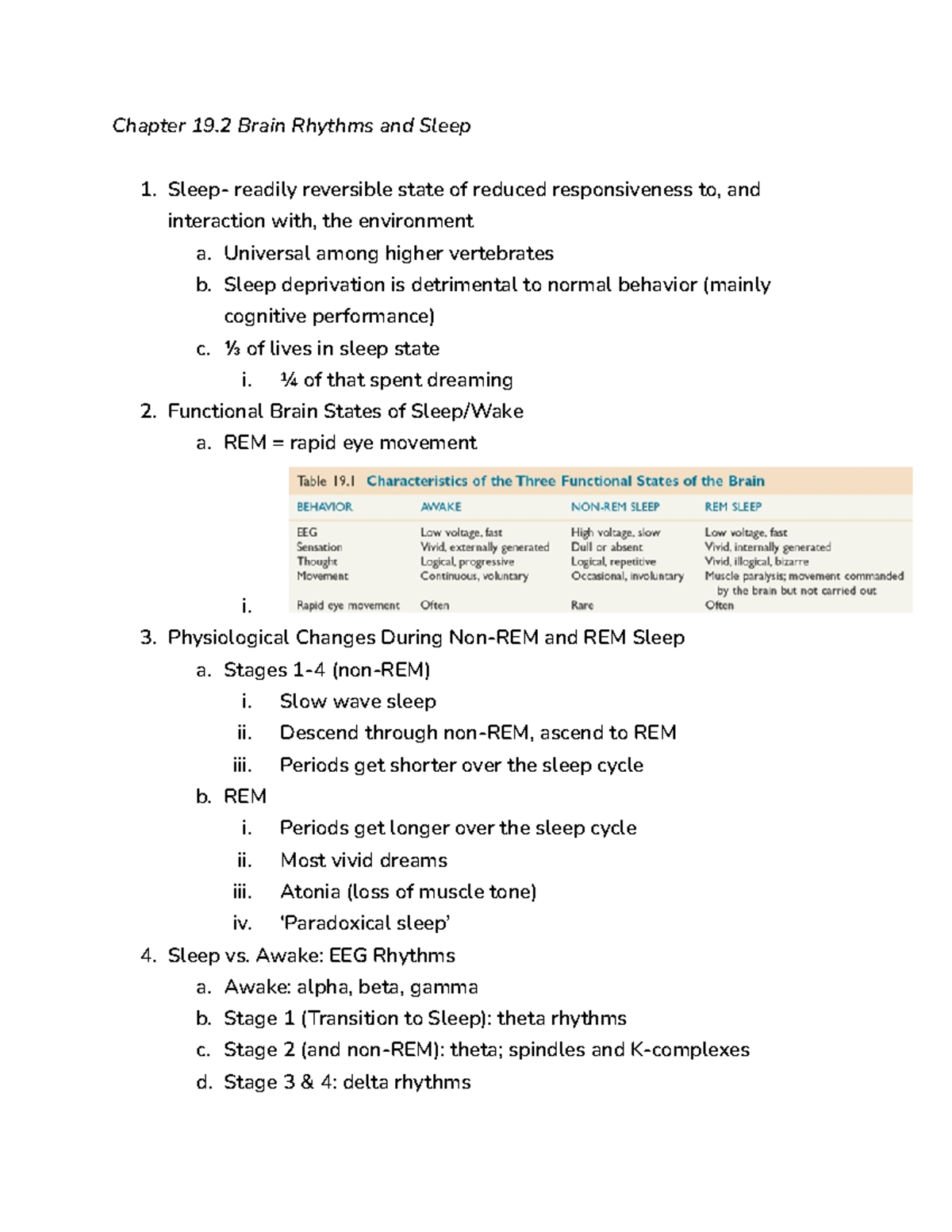 Ch 19.2 Biorhythms - Chapter 19 Brain Rhythms and Sleep Sleep- readily ...