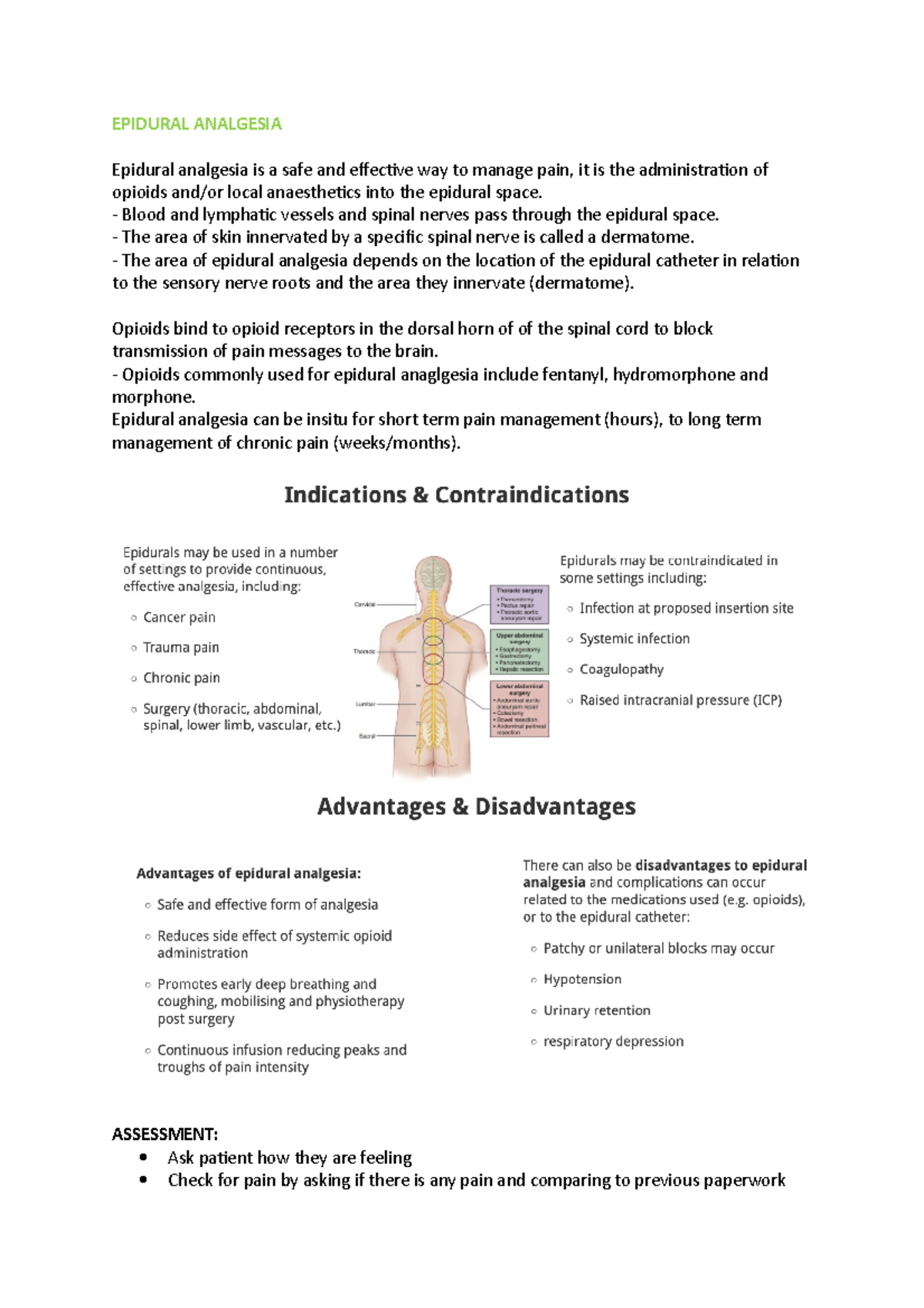 Hurdle Notes - EPIDURAL ANALGESIA Epidural analgesia is a safe and ...