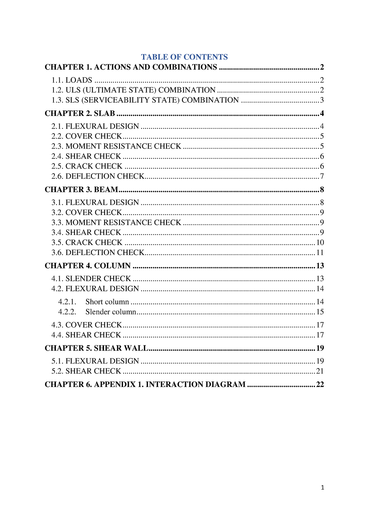 EC Manual - Summary Civil Engineer - TABLE OF CONTENTS CHAPTER 1 ...