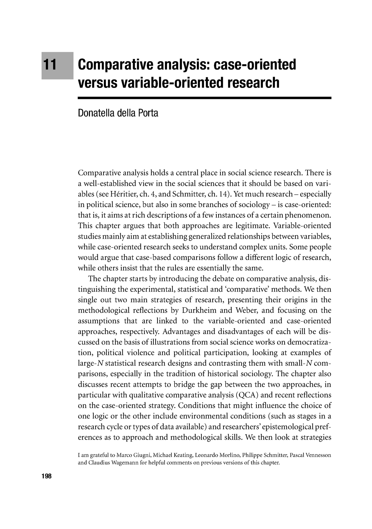 comparative analysis case oriented versus variable oriented research
